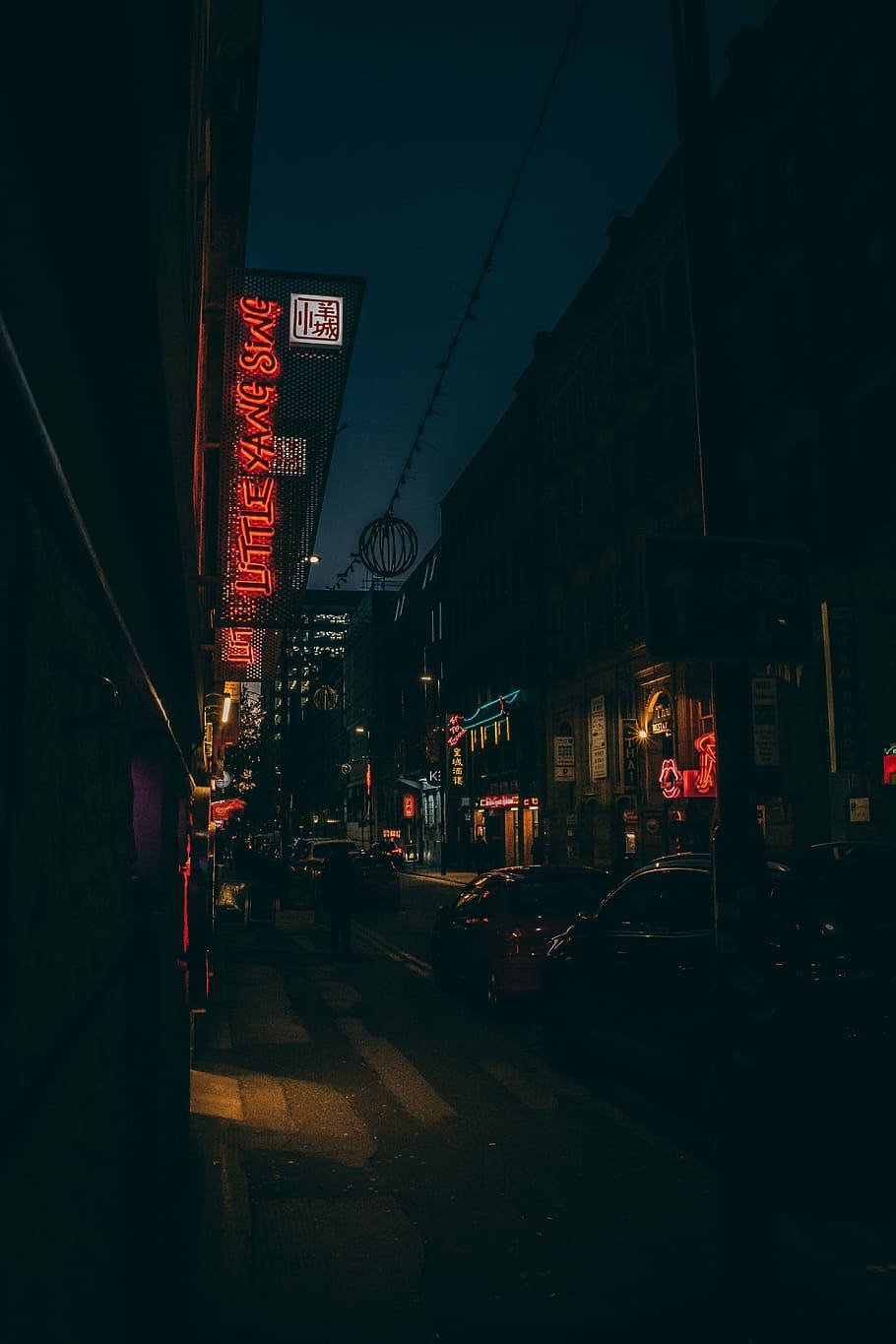 Phố đèn neon thành phố đêm tối Hình nền