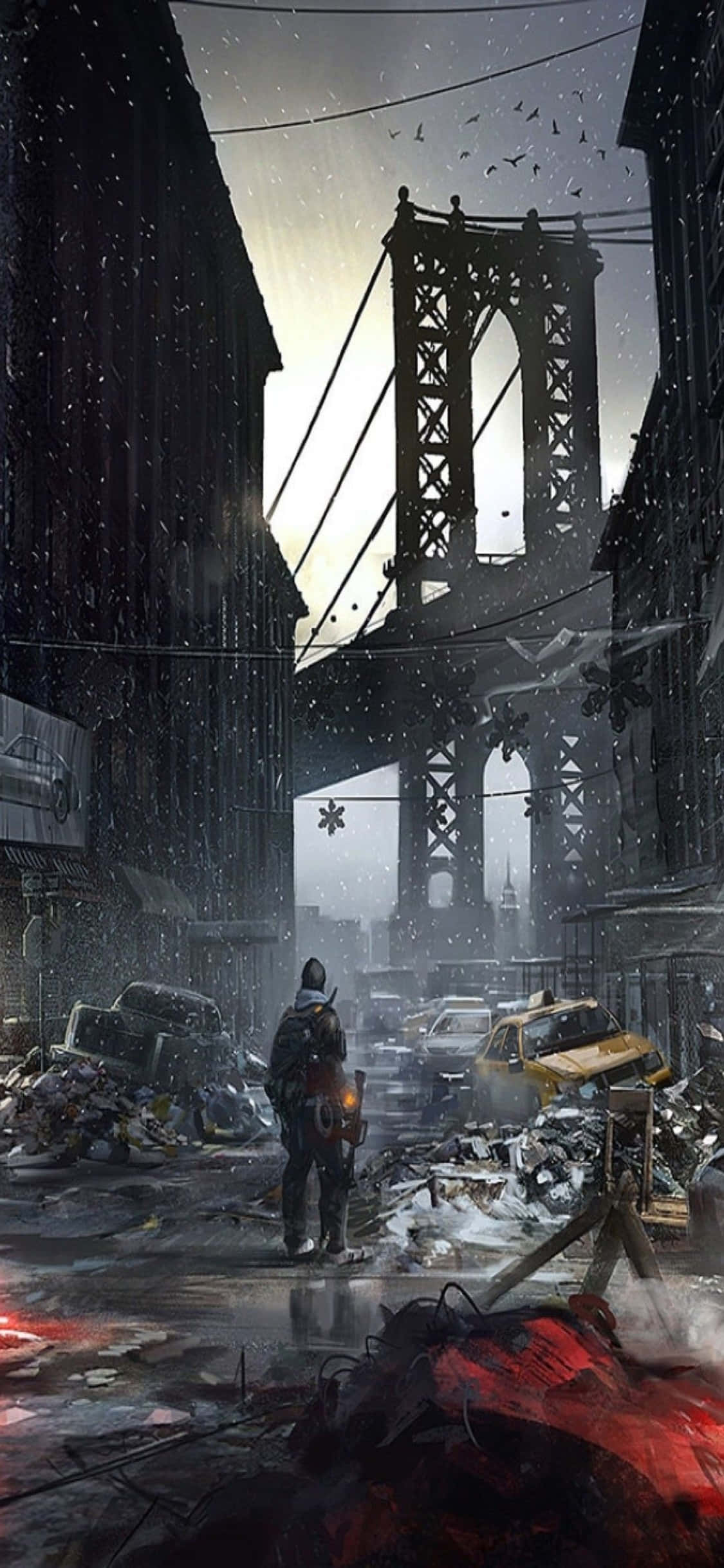 Phố New York đổ nát trong The Division làm hình nền iPhone Xs Hình nền