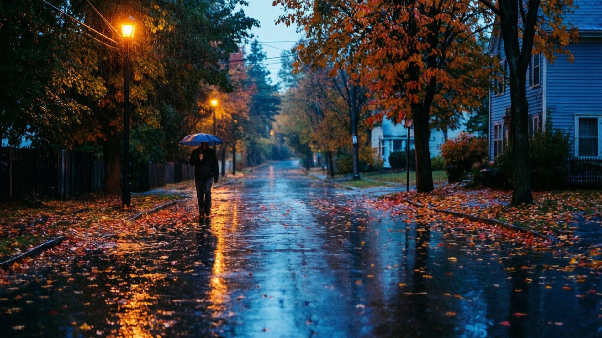 Phố Thu Mưa Hình nền