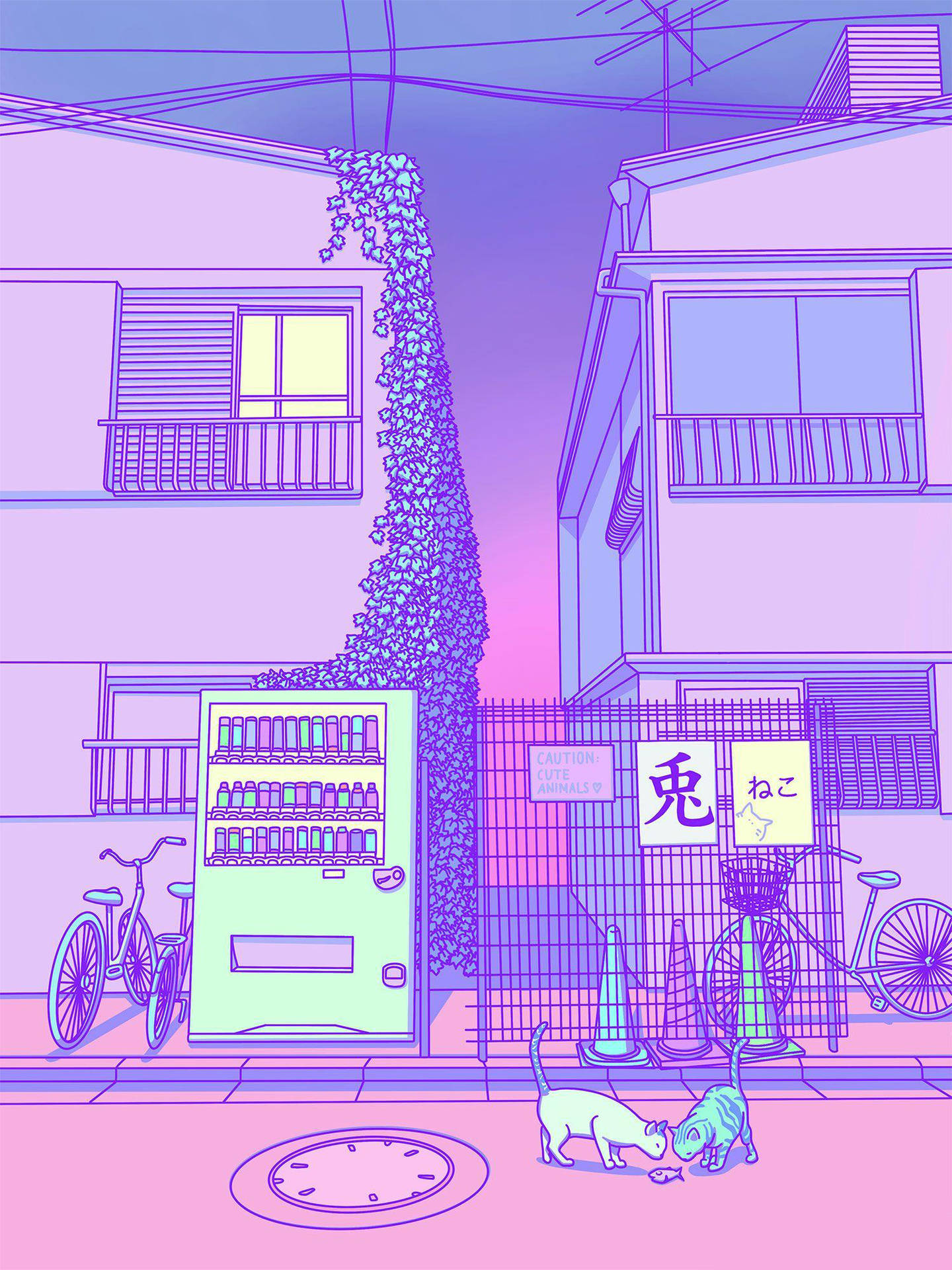 Phố Tokyo phong cách pastel tím