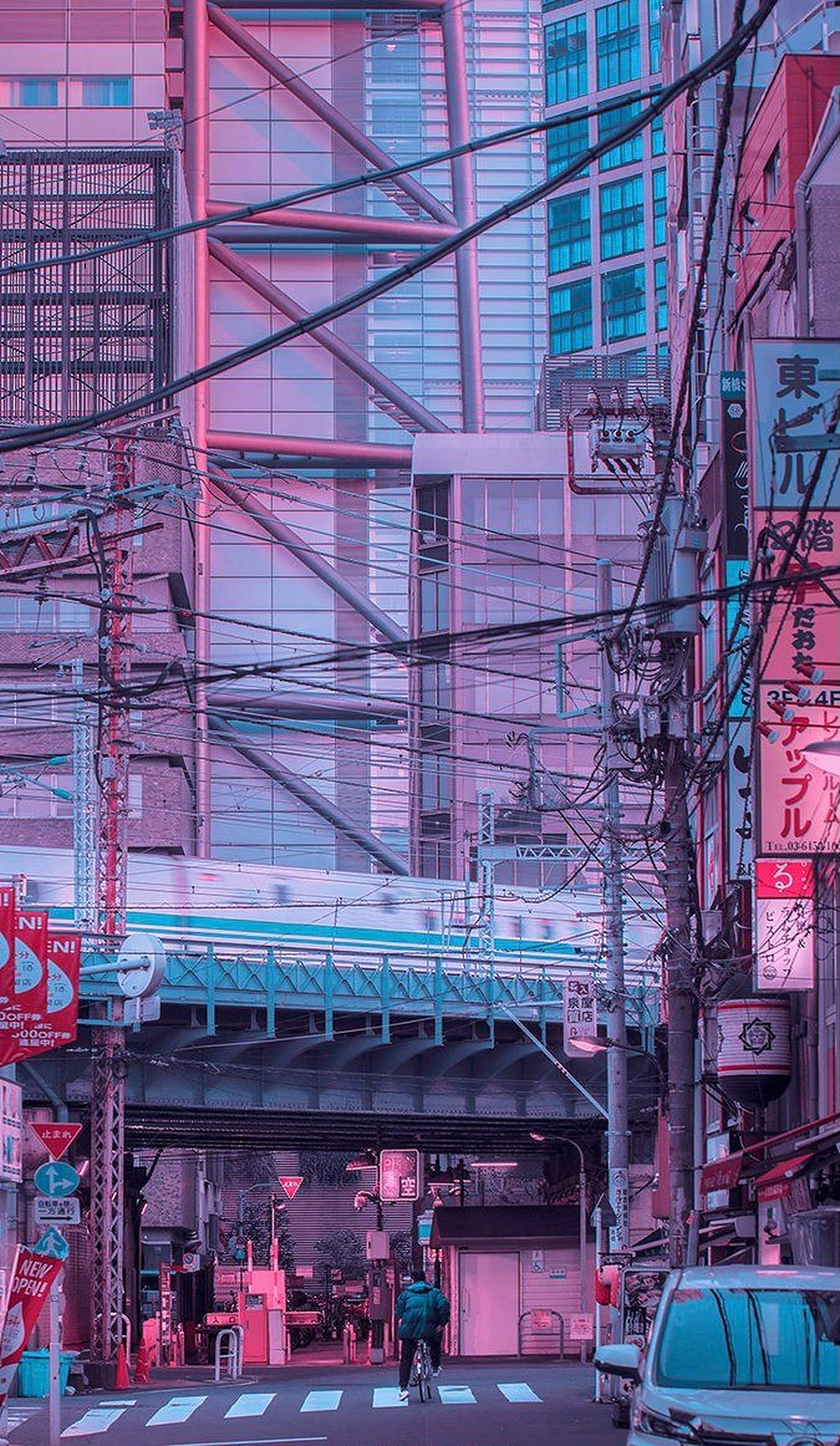 Phố Tokyo thẩm mỹ cho iPhone Hình nền