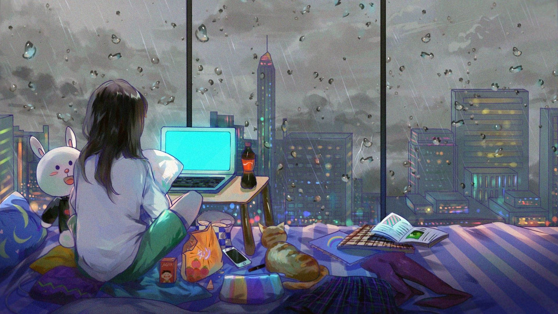 Phòng Anime Bận Rộn Hình nền