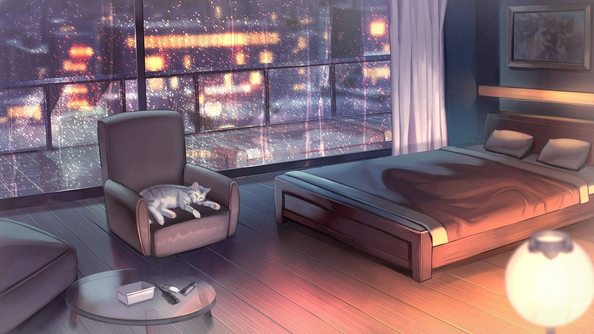 Phòng Anime Hiện Đại Hình nền