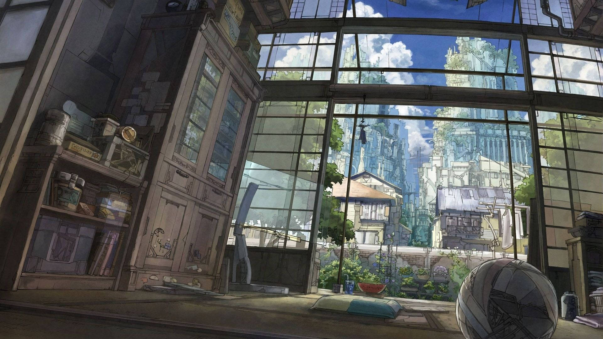 Phòng Anime Mở Cửa Hình nền