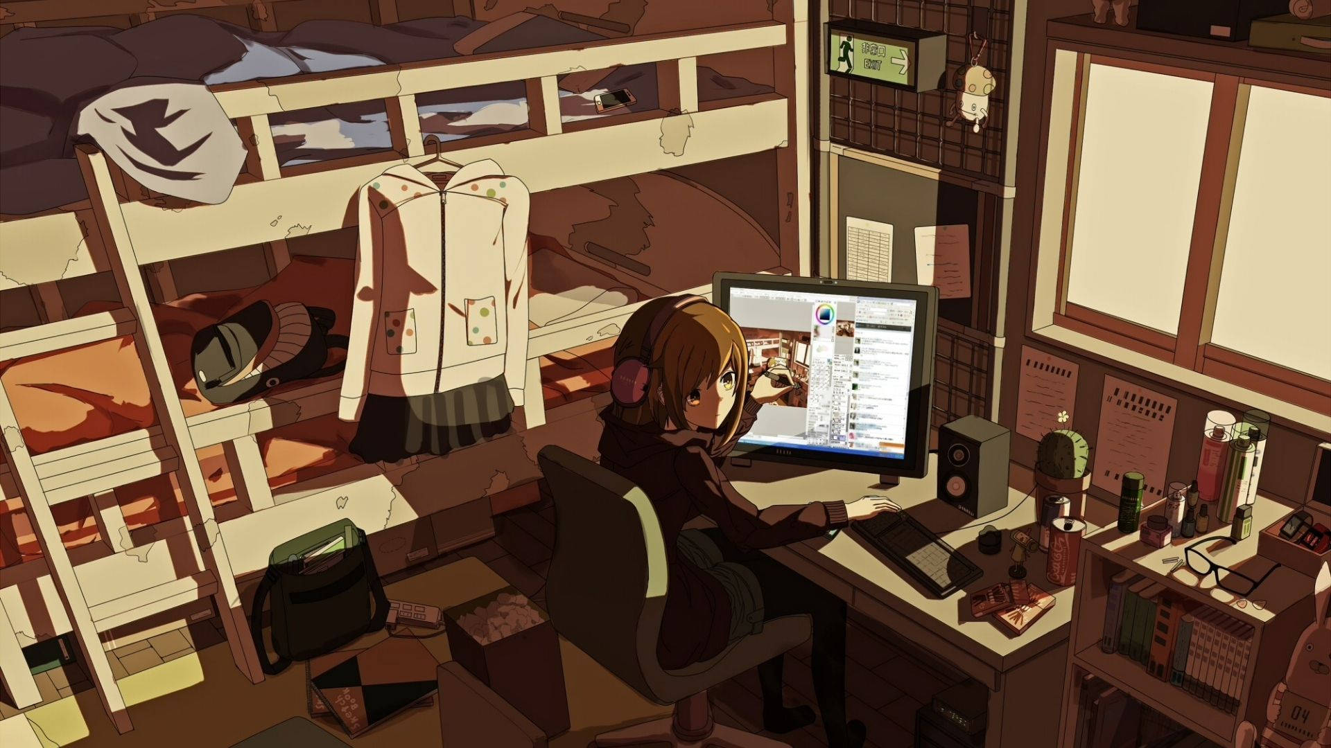 Phòng Anime Nữ Sinh Hình nền
