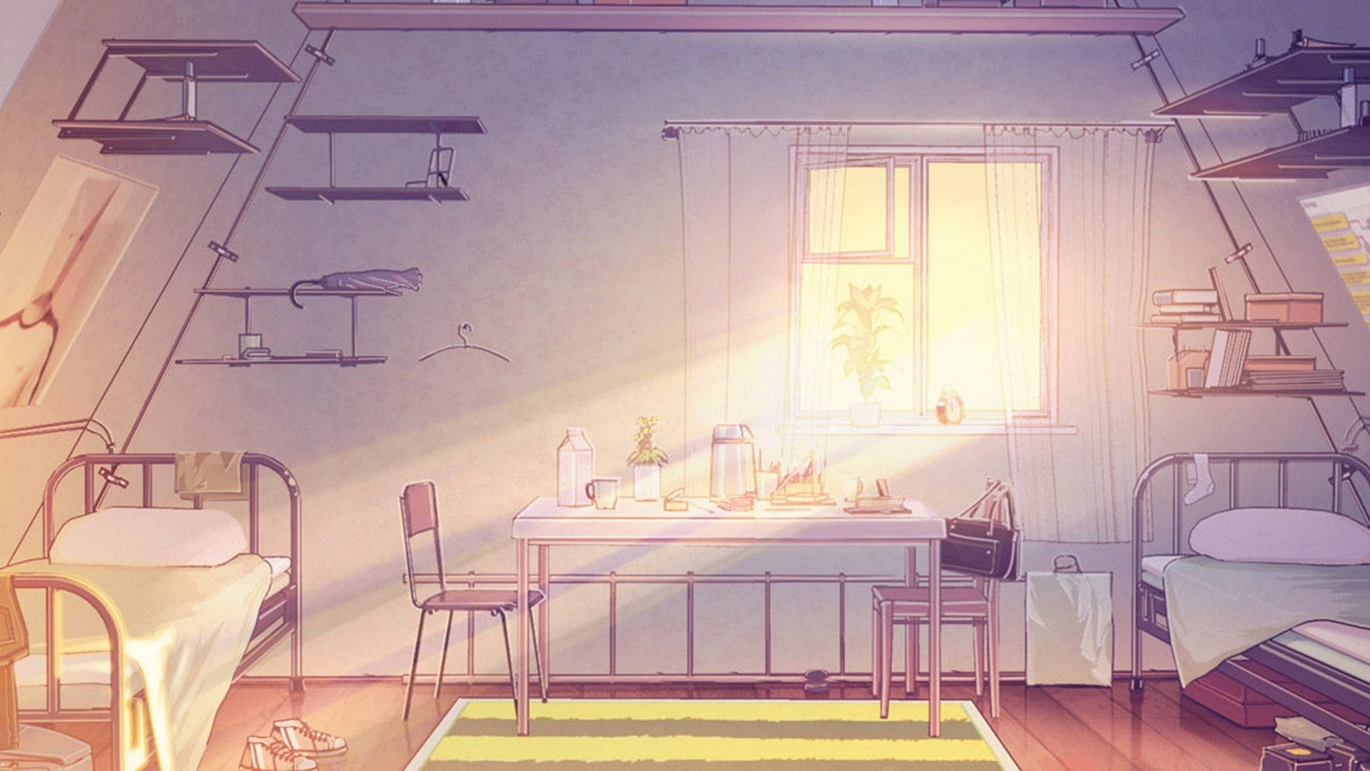 Phòng Anime Sống Động Về Đêm Hình nền