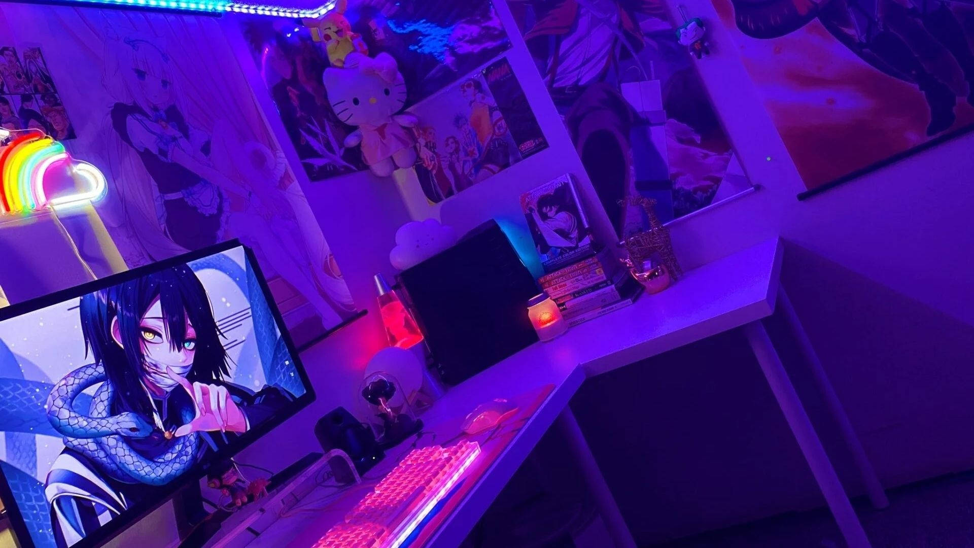 Phòng Anime Với Đèn LED Hình nền