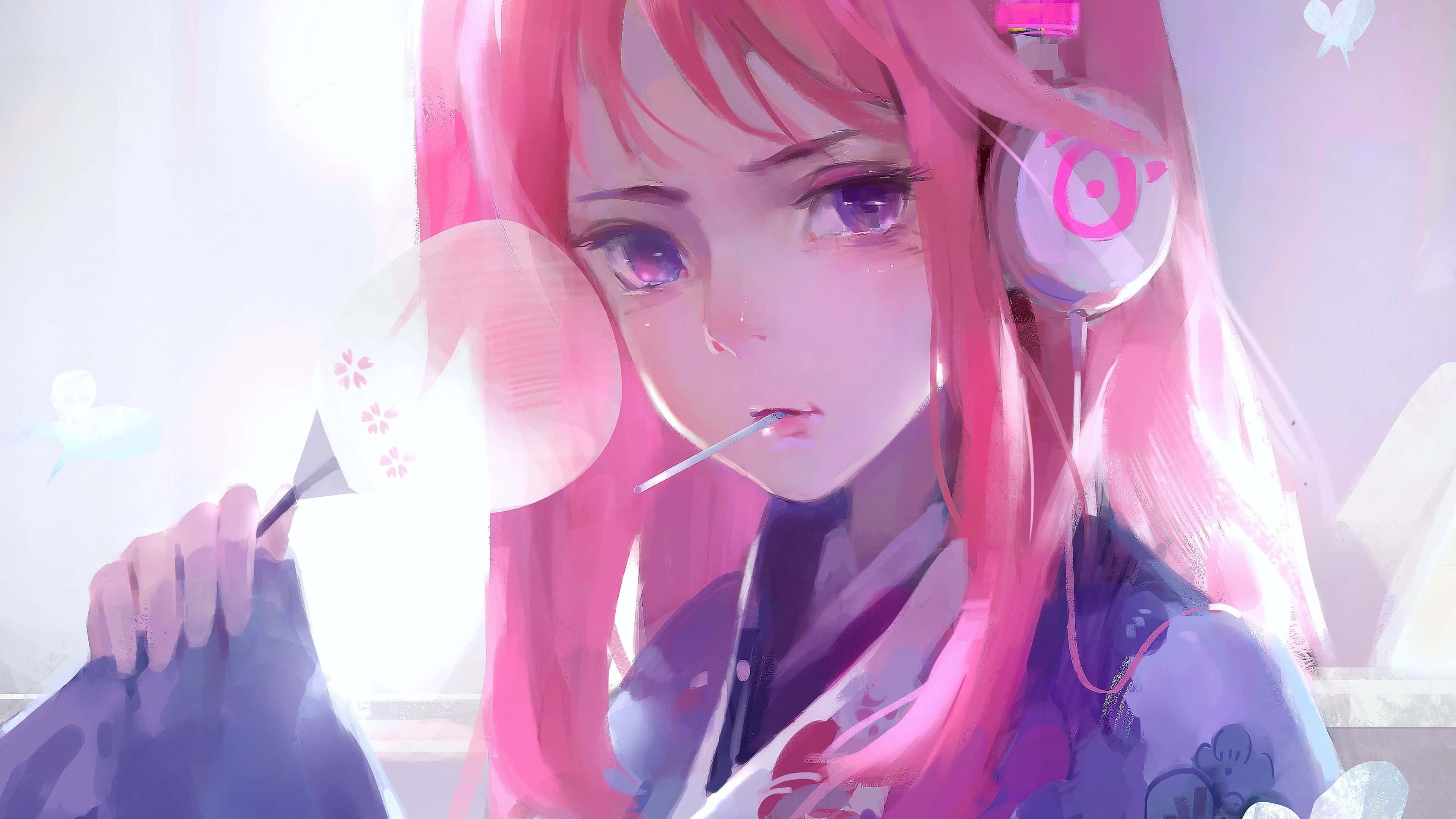 Phong cách anime màu hồng mộng mơ Hình nền