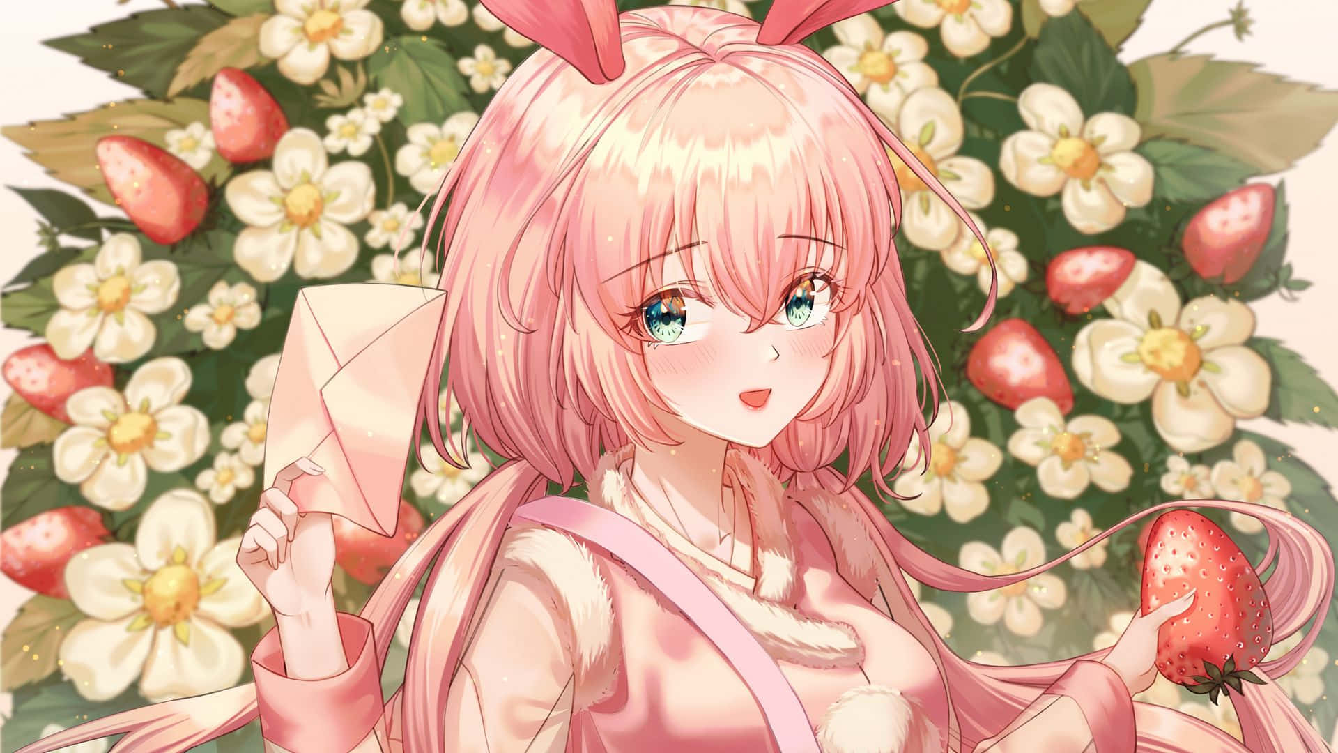 Phong cách anime màu hồng ngọt ngào và mơ mộng Hình nền