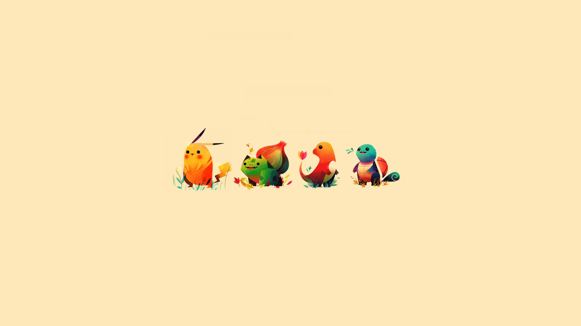 Phong cách Indie Dễ thương Laptop Pokemon Hệ Khởi đầu Thế hệ 1 Hình nền