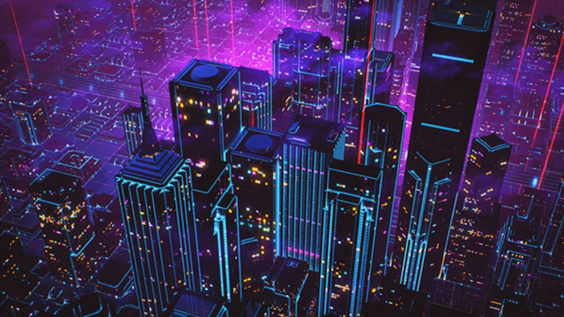 Phong cách Neon Tím Đắm Chìm Hình nền