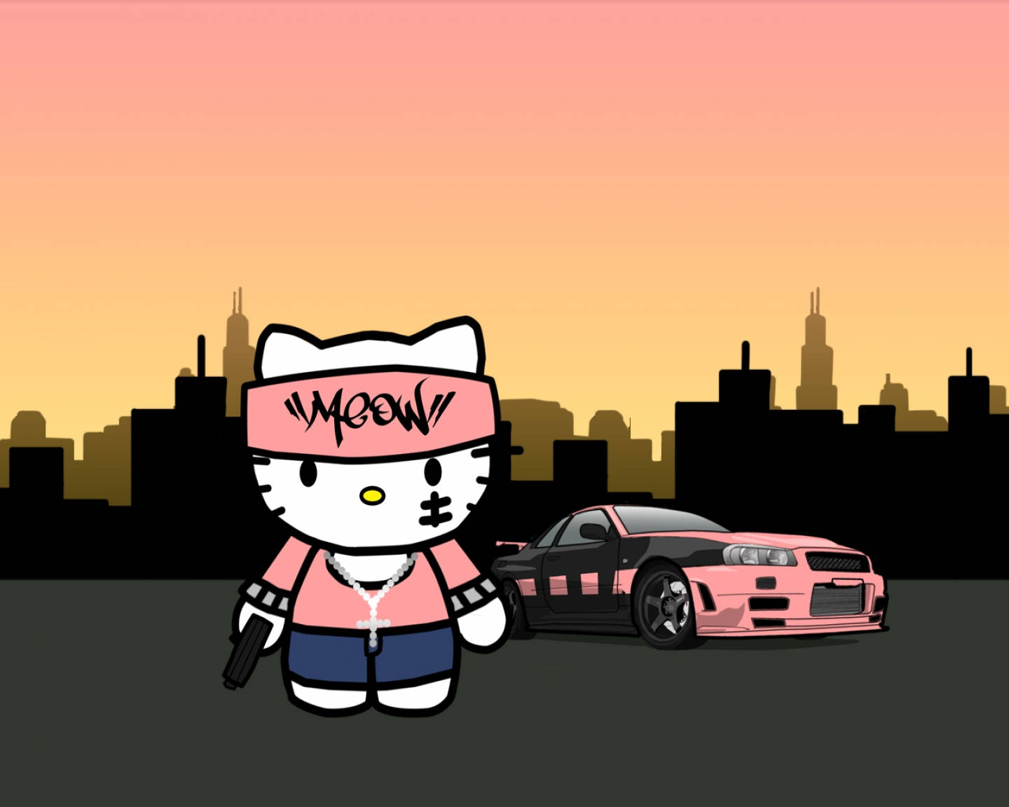 Phong cách ngầu lì của Hello Kitty Hình nền