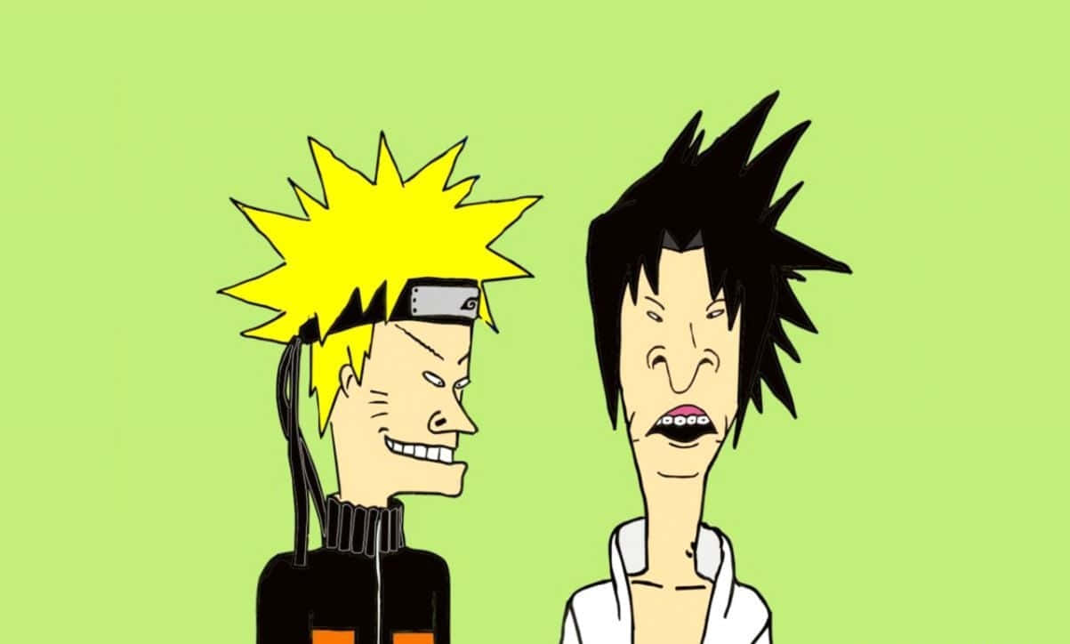Phong cách nghệ thuật hài hước Naruto và Sasuke kiểu Beavis và Butthead Hình nền