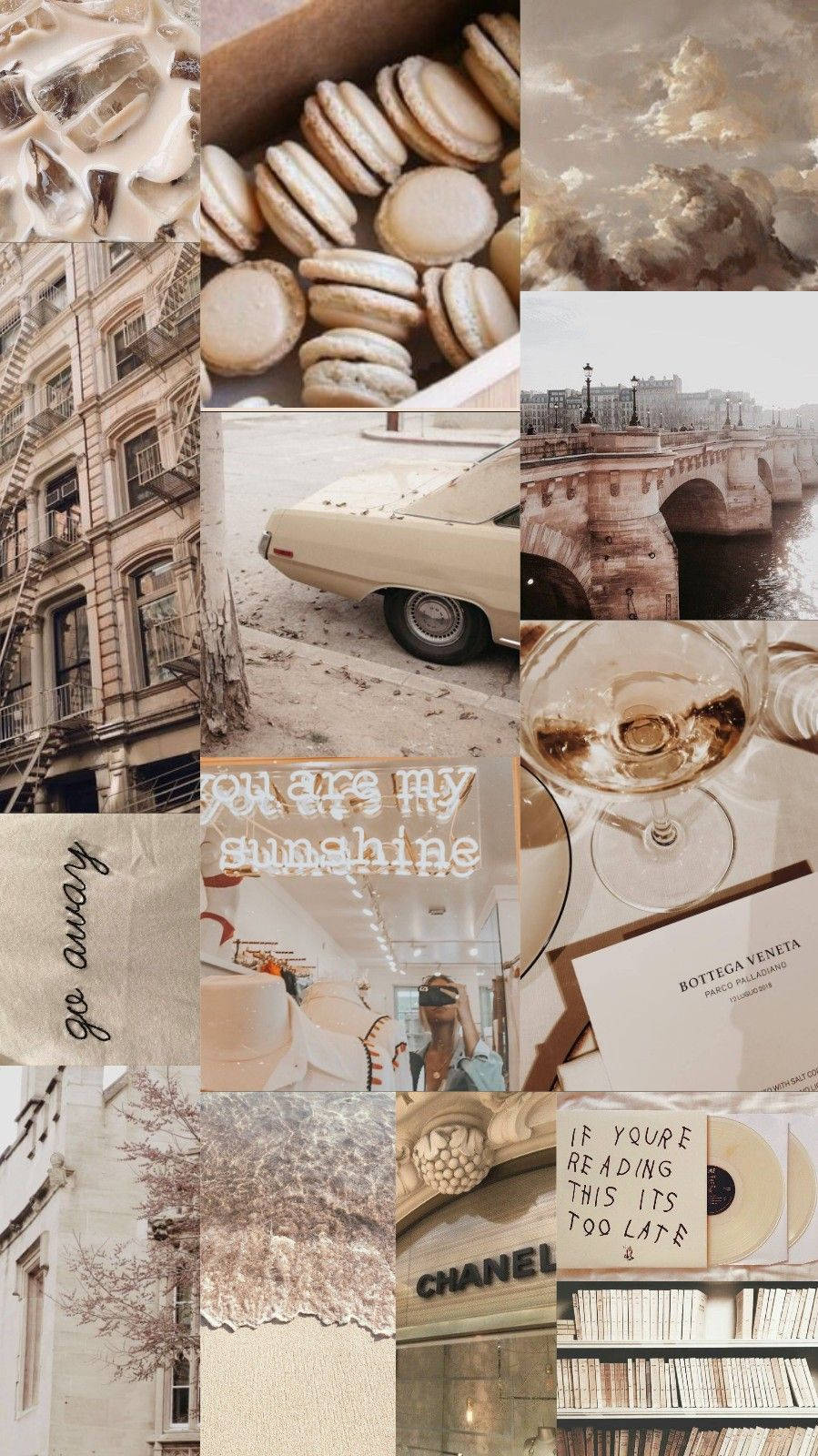 Phong cách nhạt màu beige collage Hình nền