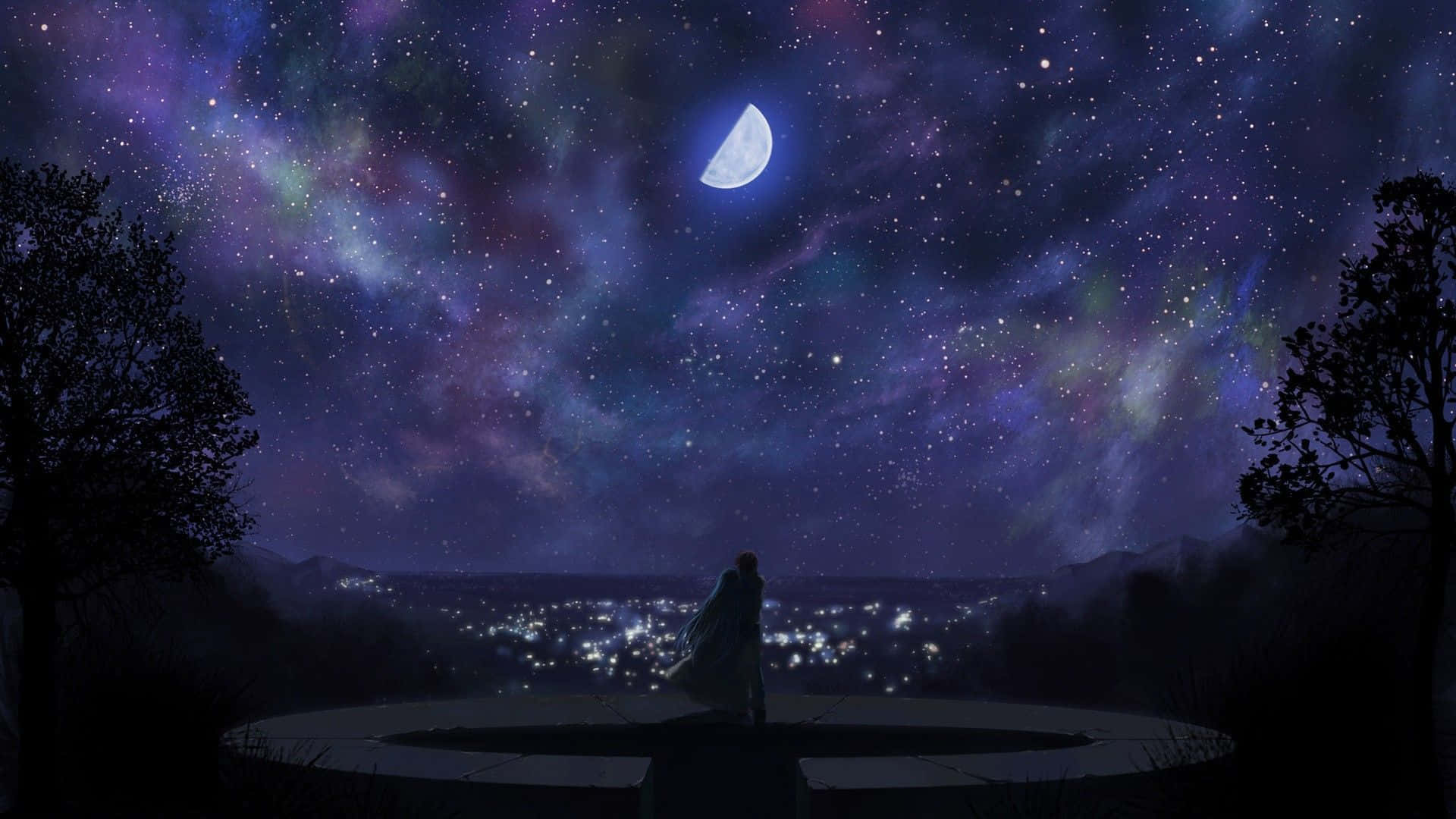 Phong cảnh anime đầy mê hoặc với cây hoa anh đào Hình nền