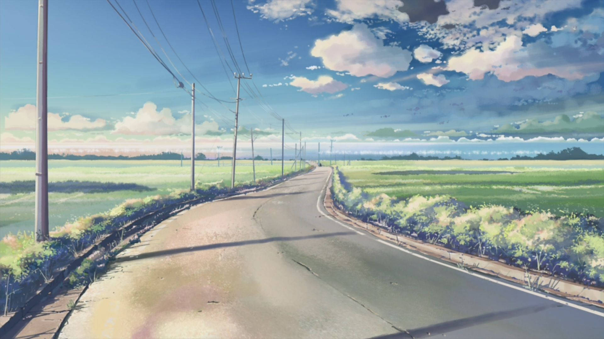 Phong cảnh anime con đường quê Hình nền