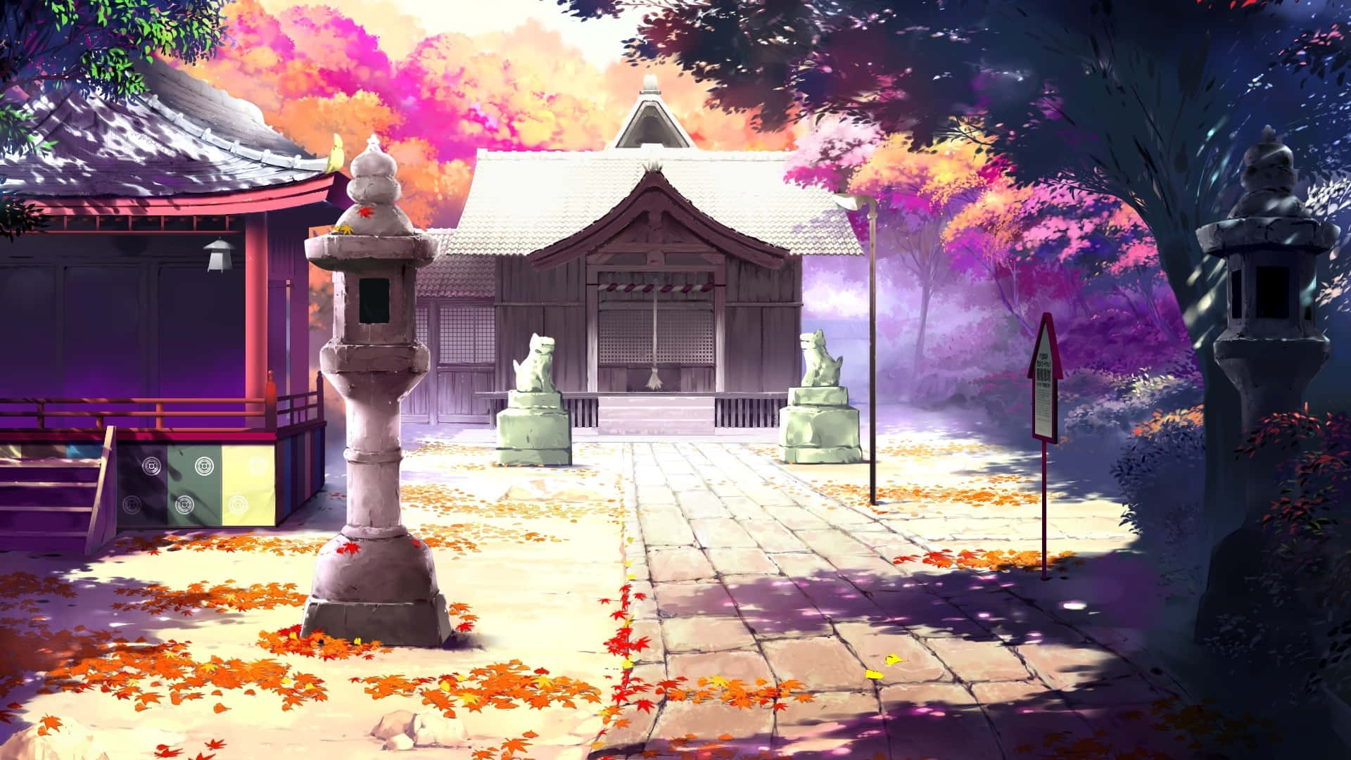 Phong Cảnh Anime Đầy Mê Hoặc với Cây Hoa Anh Đào Hình nền