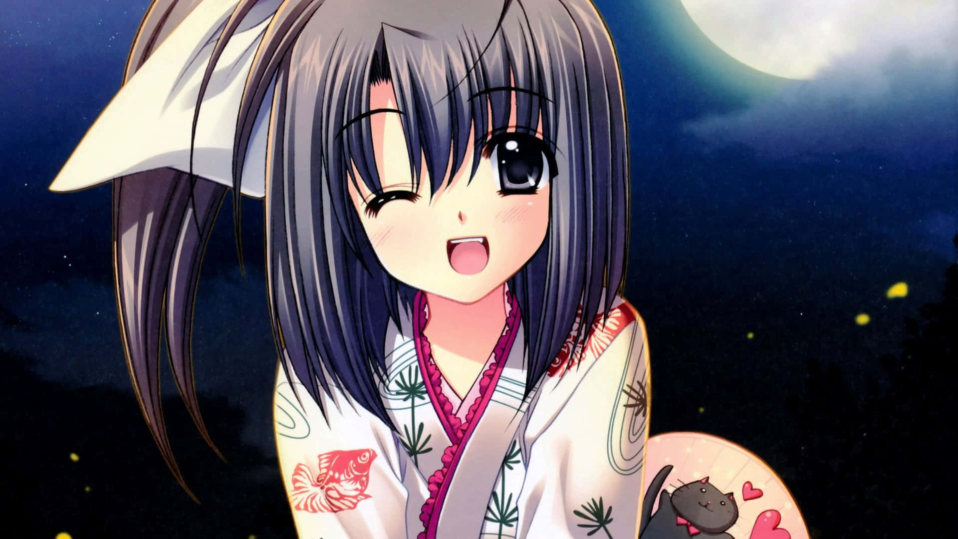 Phong Cảnh Anime Huyền Ảo với Hoa Anh Đào và Bầu Trời Hoàng Hôn Hình nền