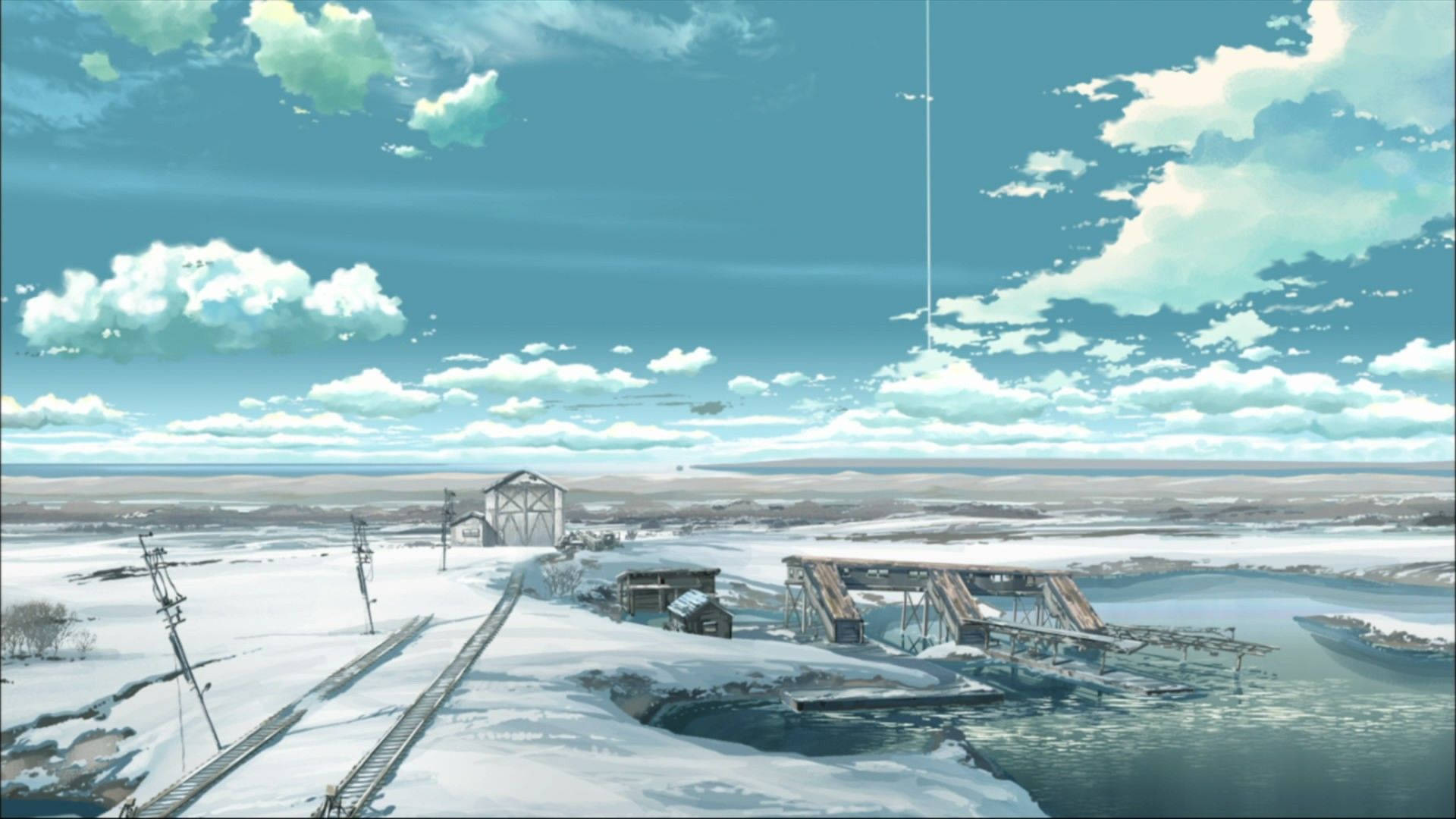 Phong cảnh anime tuyết rơi Hình nền