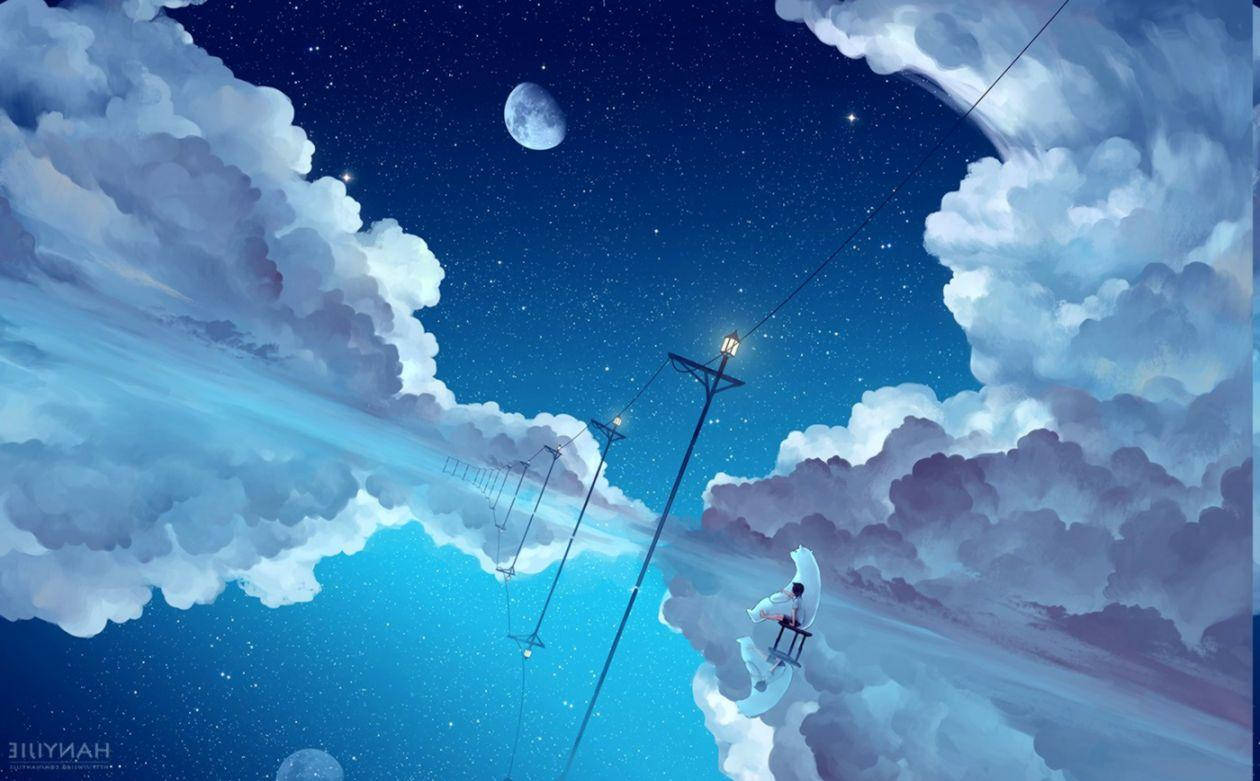 Phong Cảnh Đêm Xanh Anime Hình nền