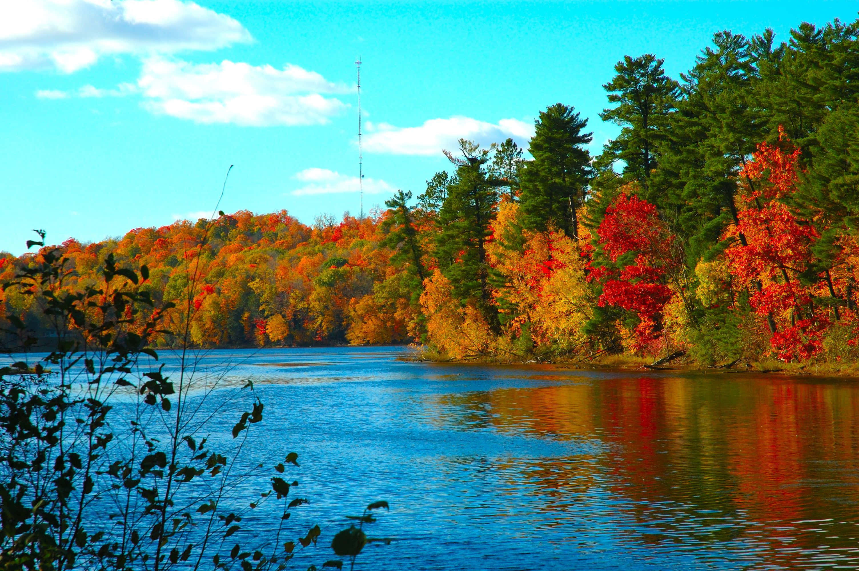 Phong cảnh hồ Minocqua mùa thu làm nền máy tính Hình nền