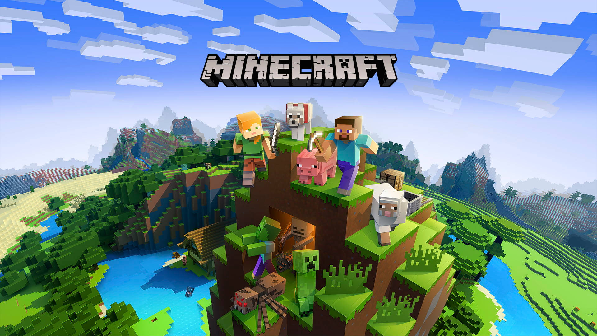 Phong cảnh Minecraft và Tựa đề Hình nền