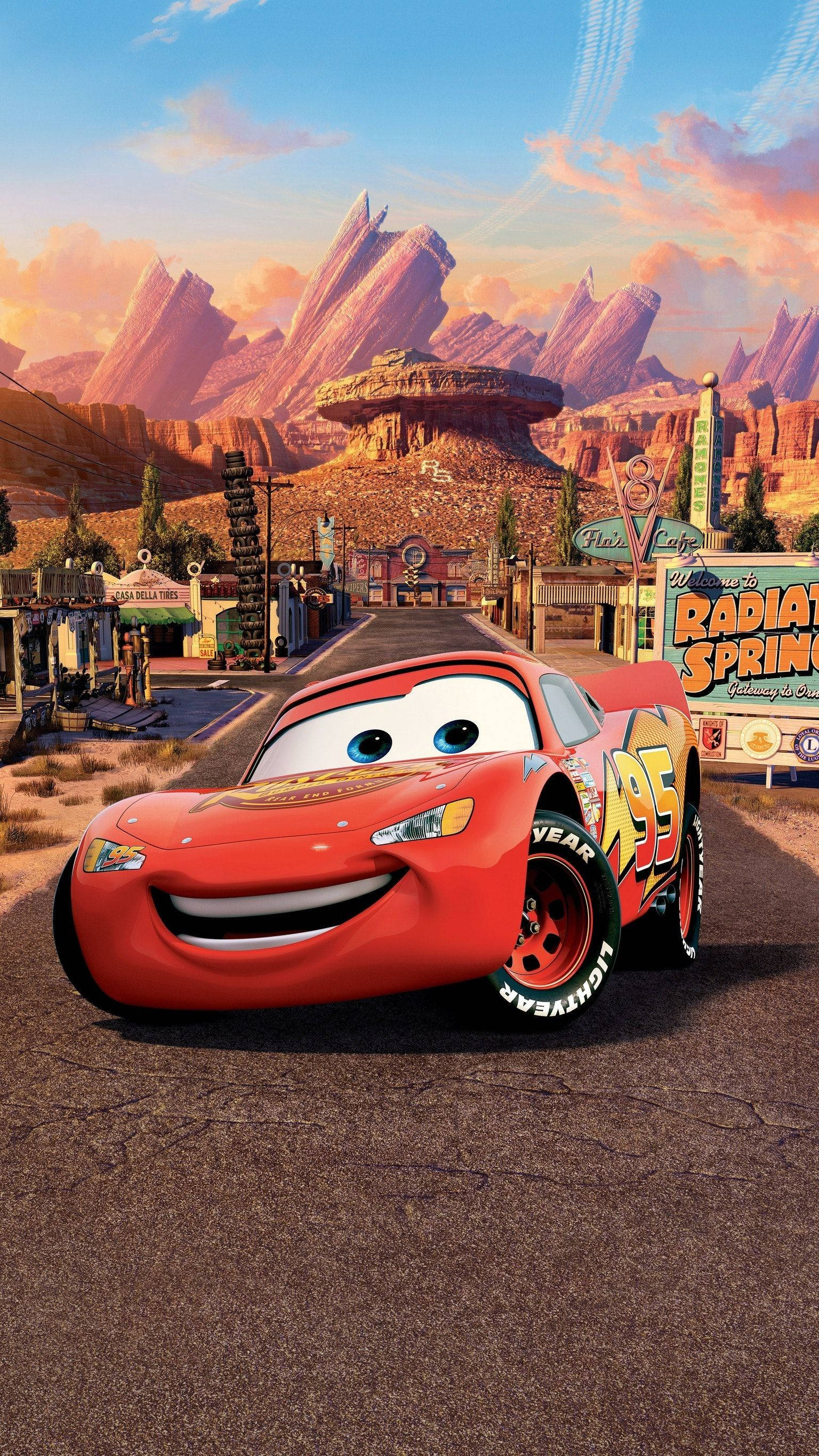 Phong cảnh núi non phía sau Lightning McQueen Cars Hình nền