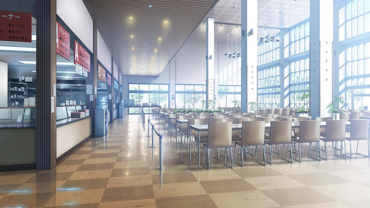 Phong cảnh trường học anime - Căn tin đại học Hình nền