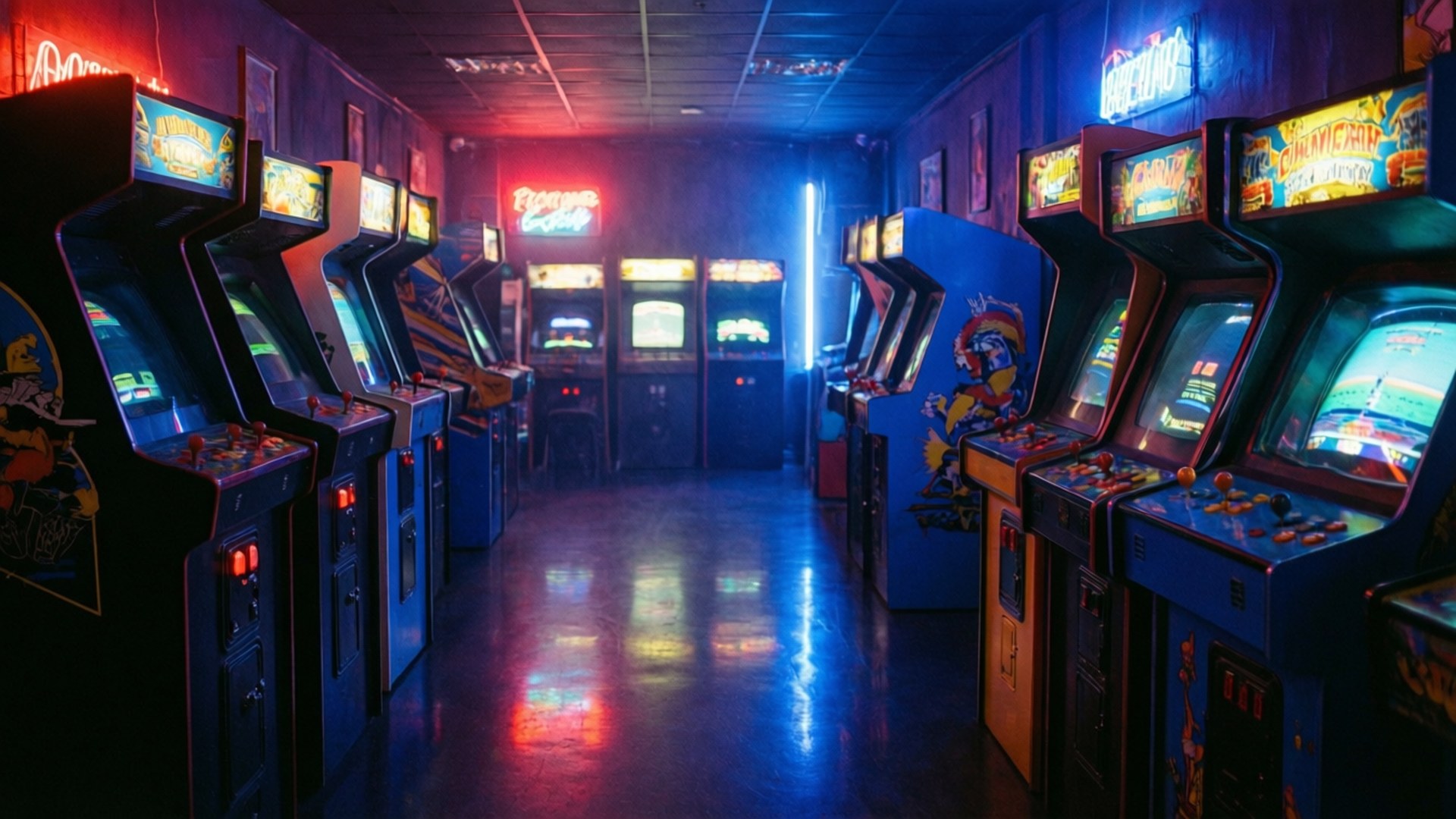 Phòng Game Thùng Ánh Sáng Neon Hình nền