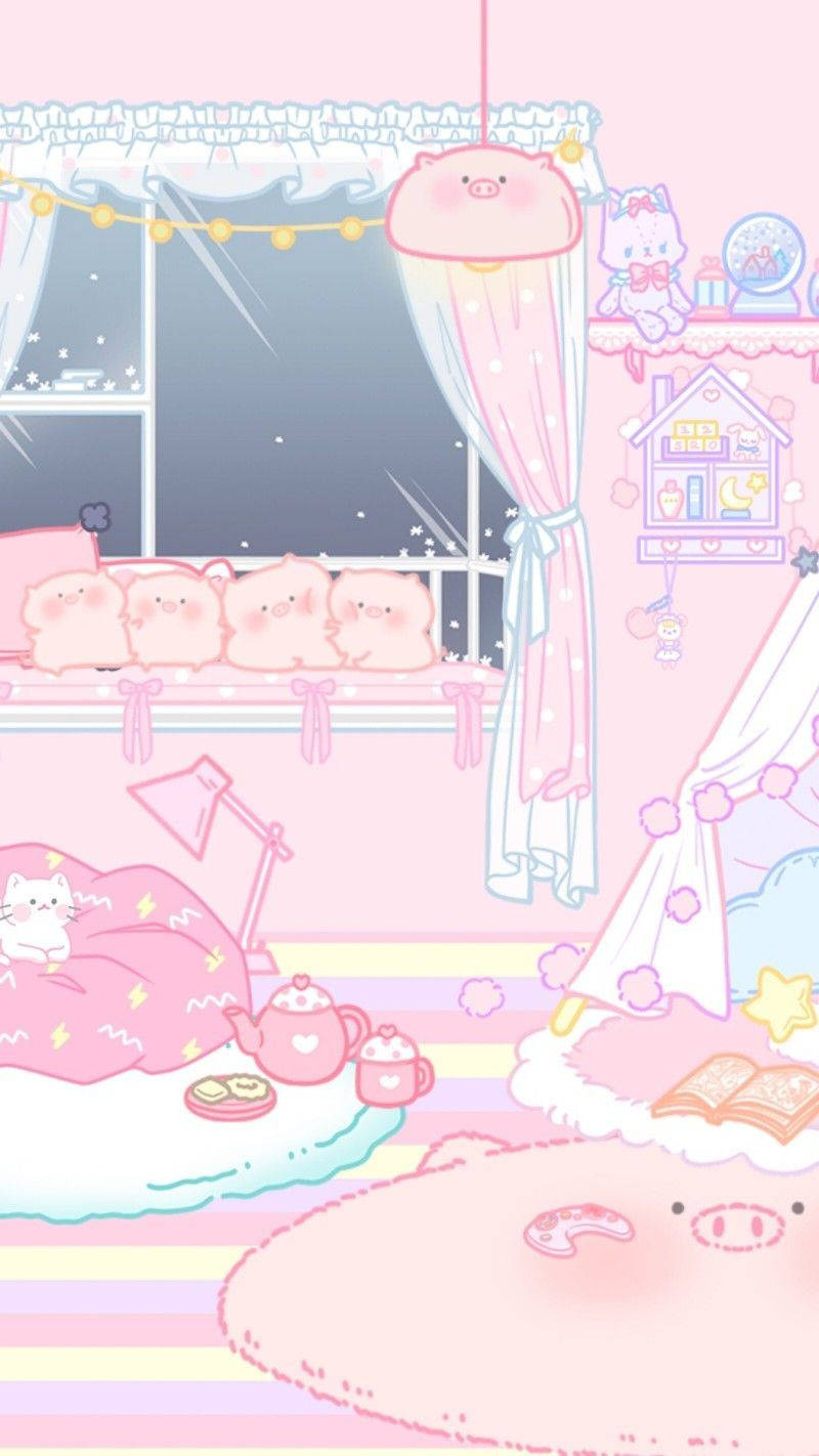 Phòng Hồng Kawaii HD Hình nền