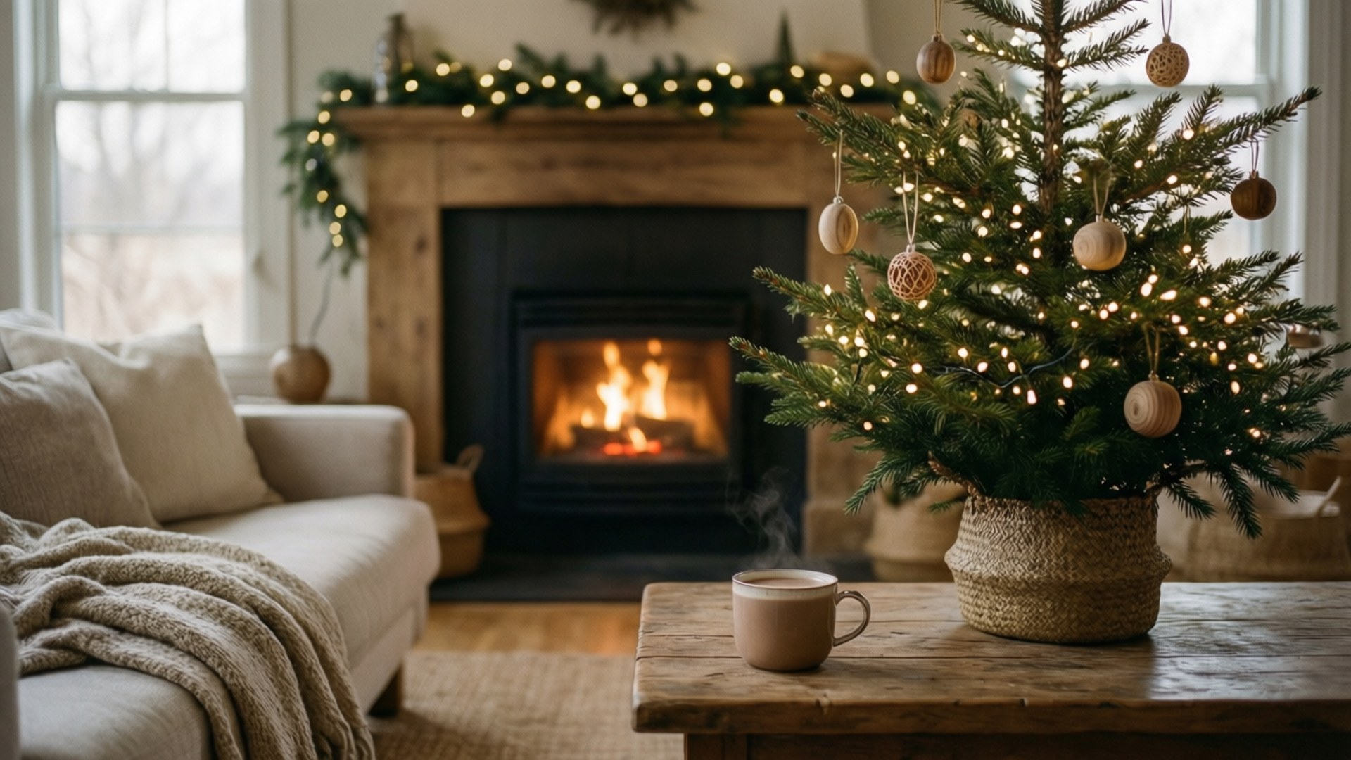 Phòng khách Giáng sinh Hygge Hình nền