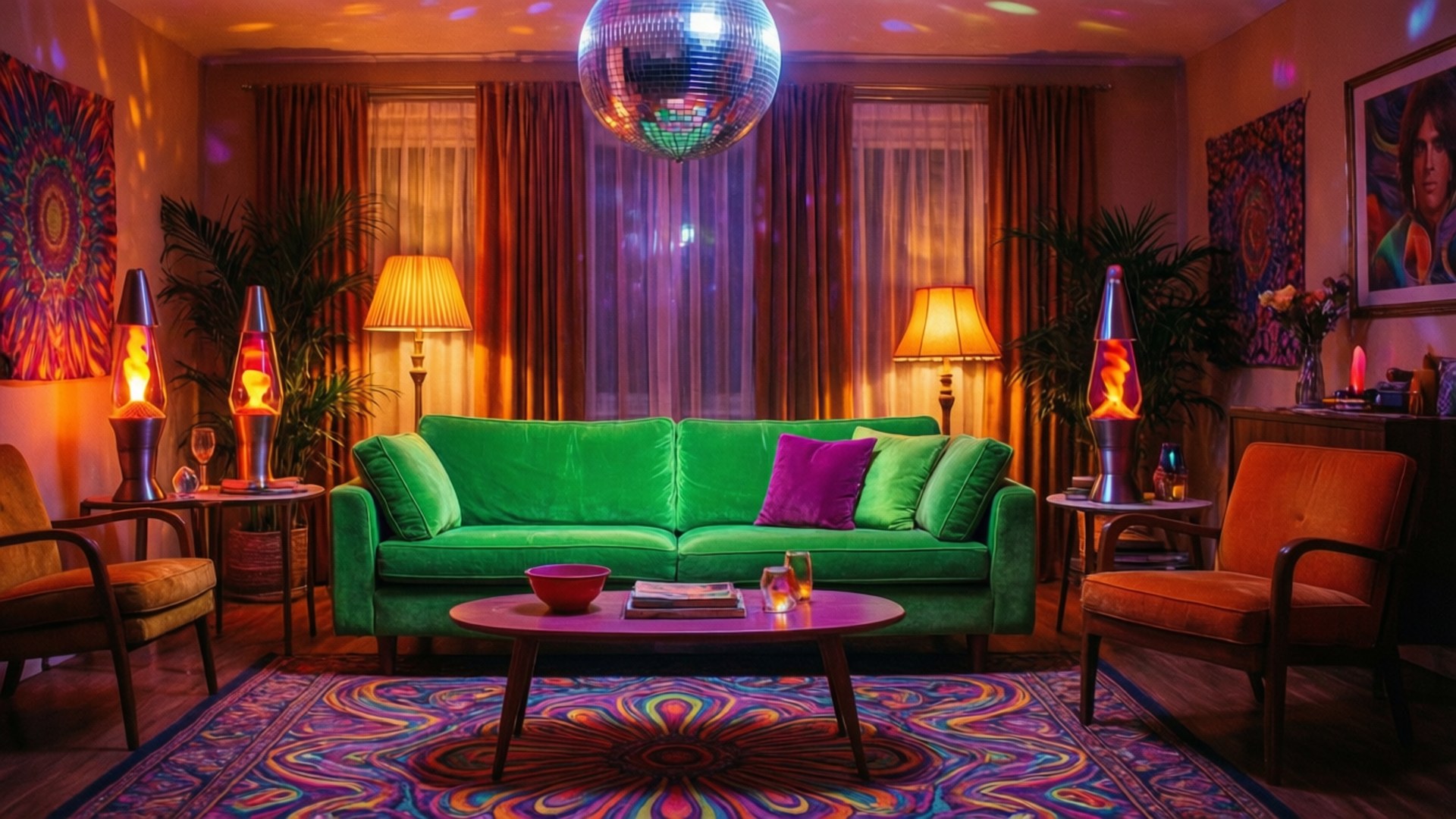 Phòng khách Retro Funky Hình nền