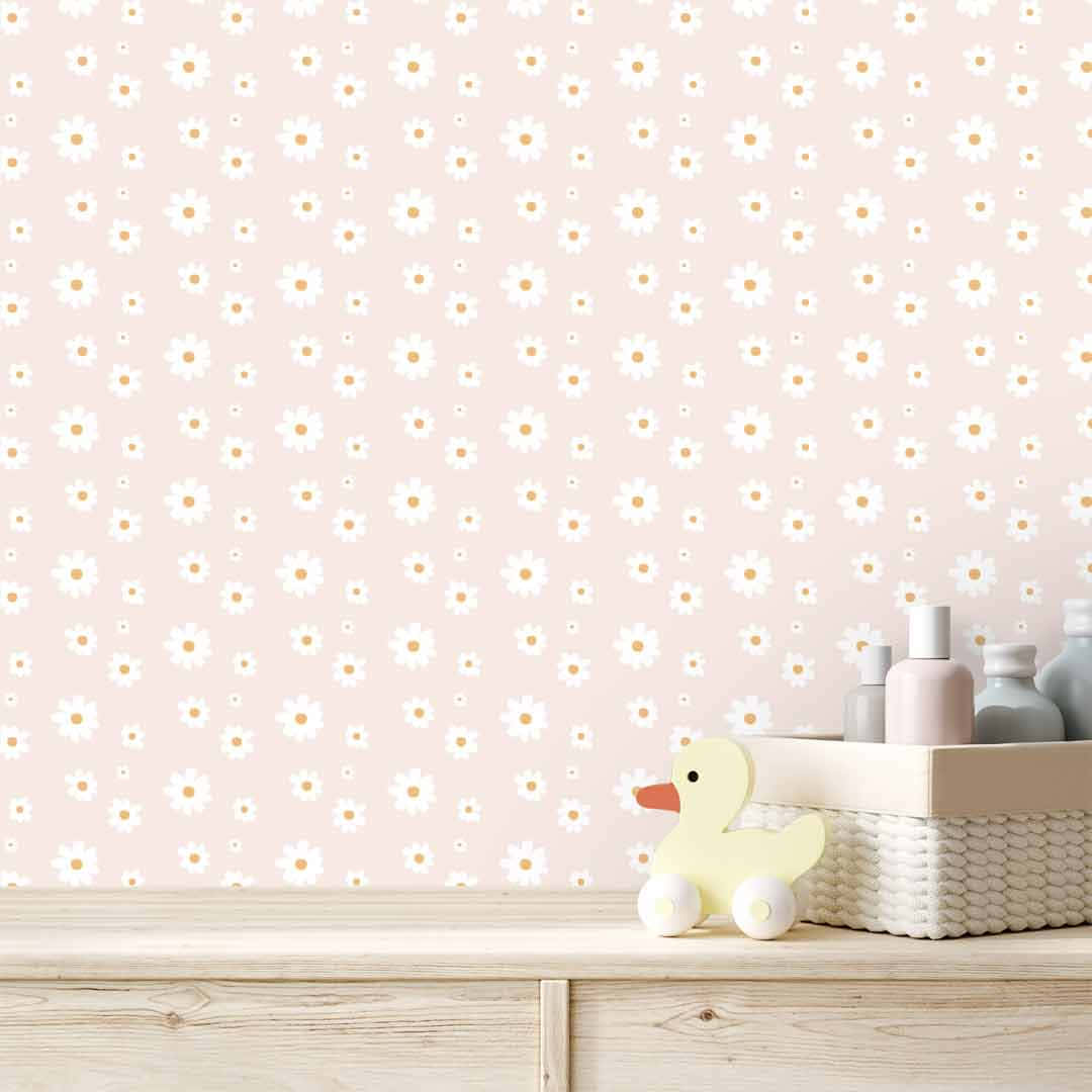 Phông Nền Nội Thất Màu Hồng Pastel Với Hoa Cúc Hình nền