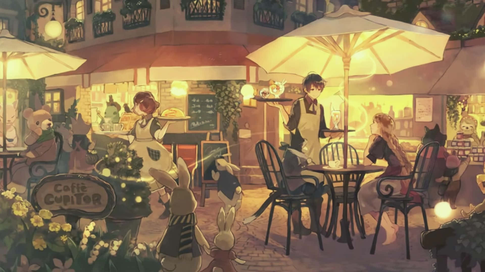 Phông Nền Quán Cafe Anime Mở Hình nền