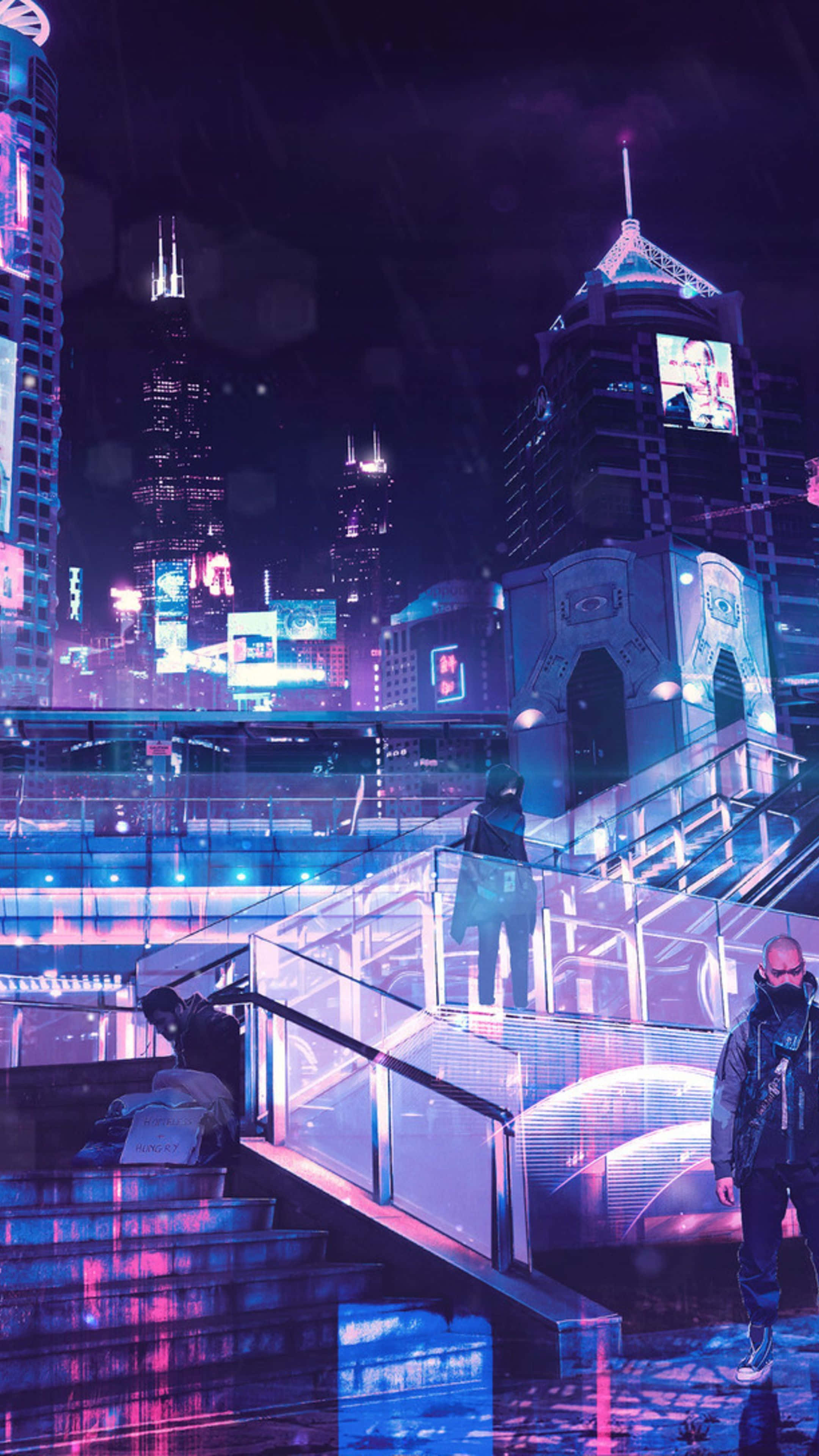 Phông nền Thành phố Neon Hình nền