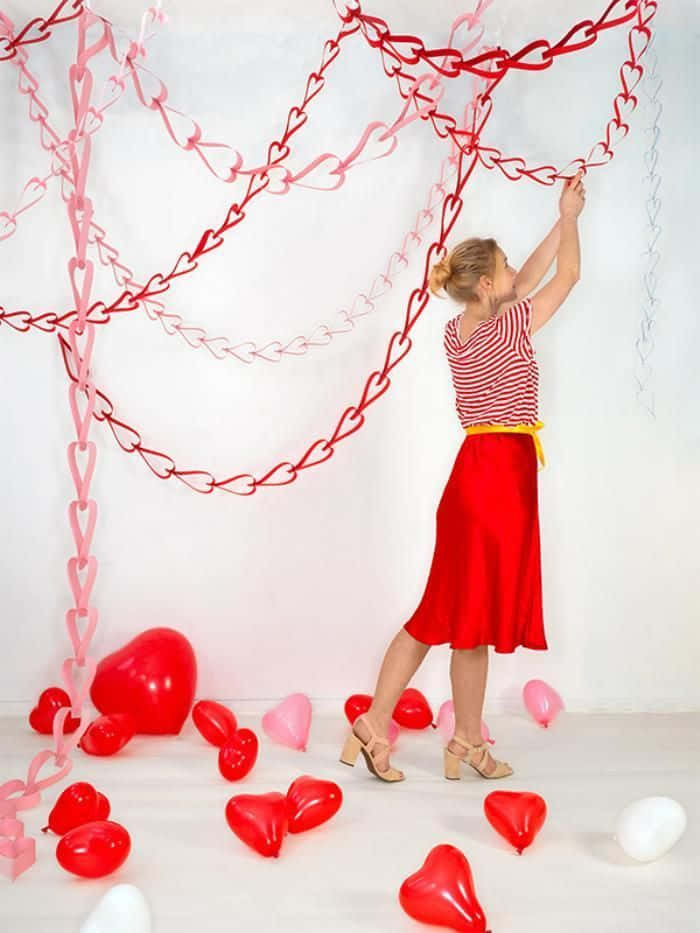 Phụ Nữ Trái Tim Dây Chuyền Giấy Hình Valentine Hình nền