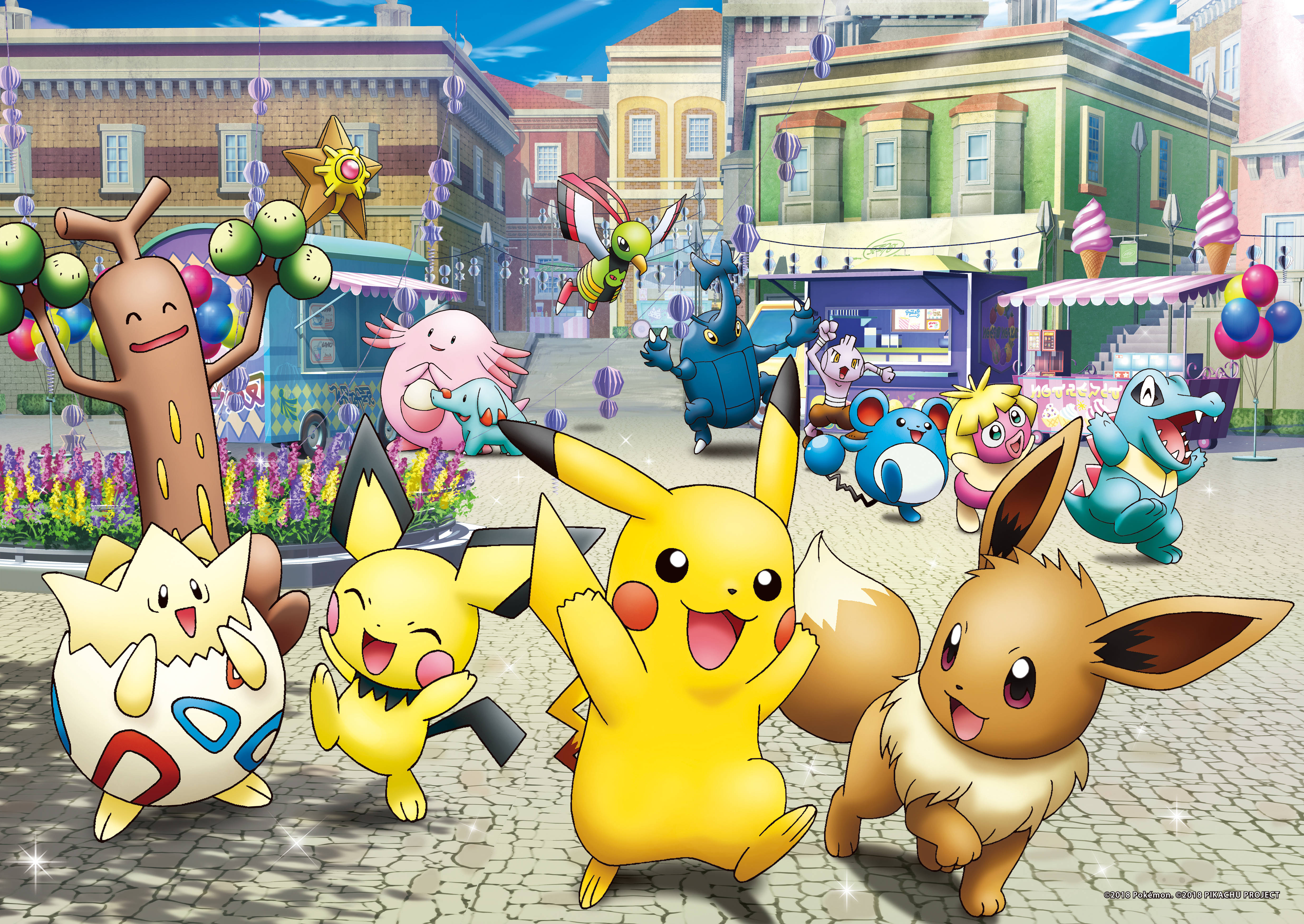 Pikachu 4K Cùng Các Pokémon Họ Hàng Hình nền