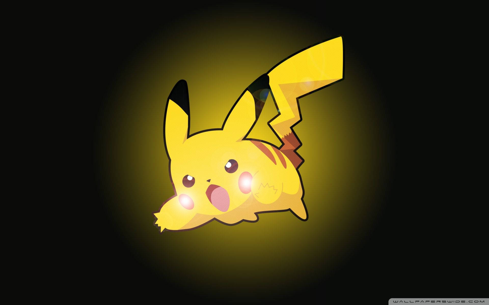 Hình nền của một Pikachu giận dữ nhưng dễ thương trên nền đen và vàng.