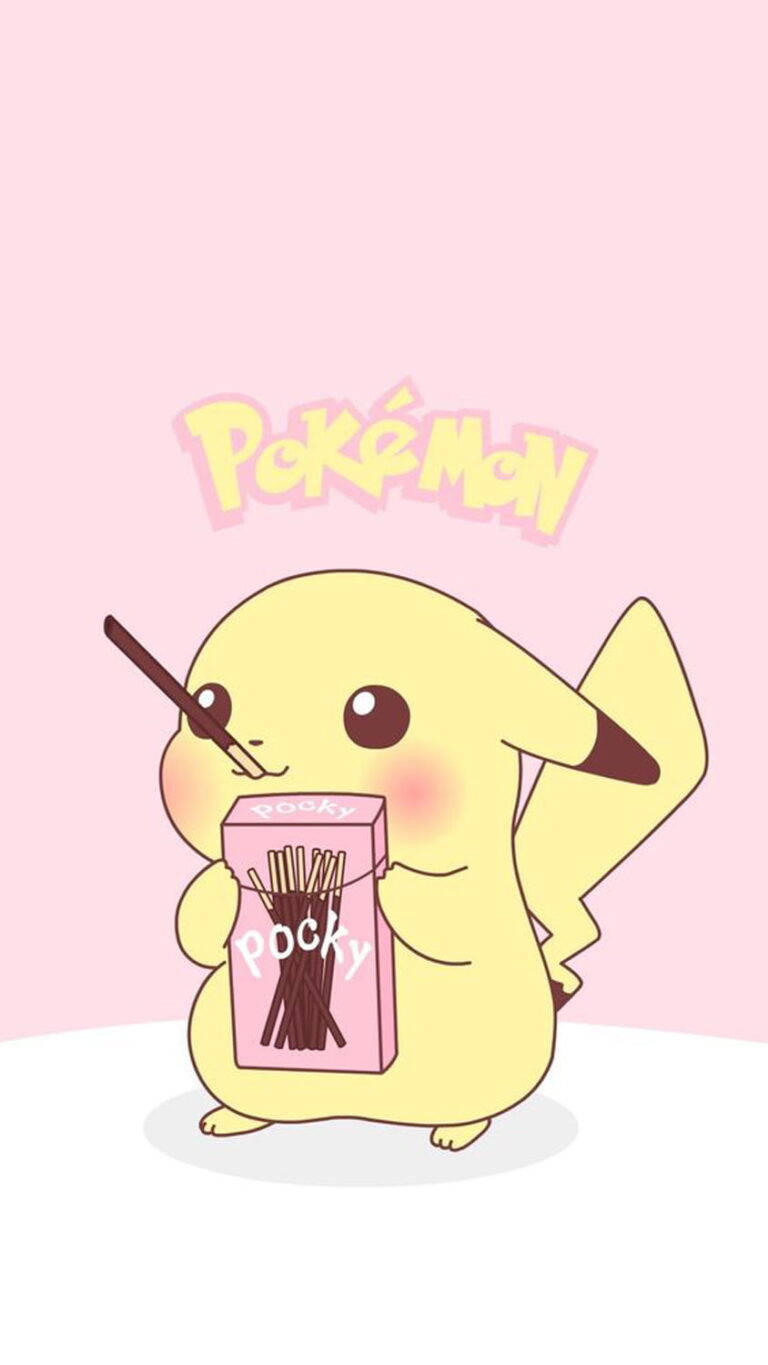 Pikachu dễ thương ăn Pocky HD Hình nền