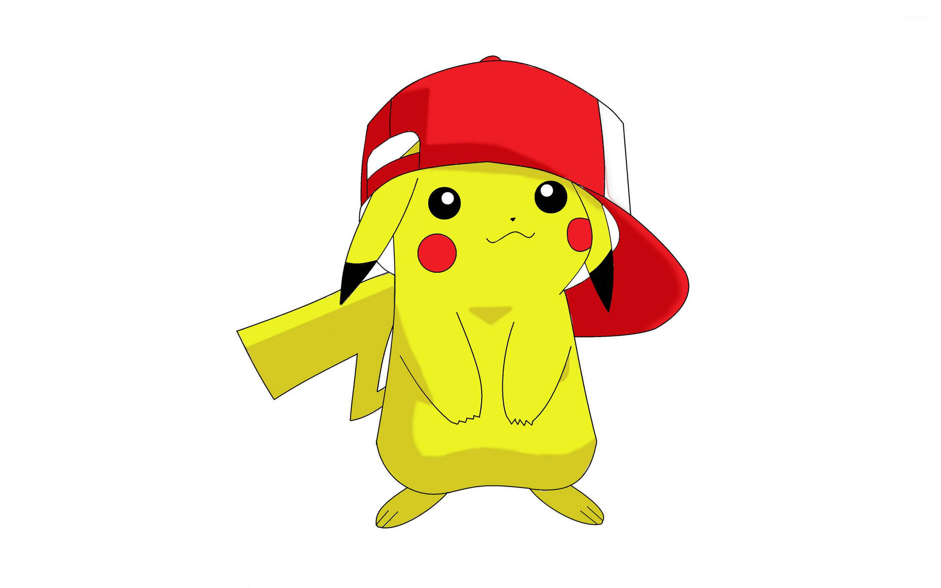 Hình nền Pikachu đội mũ đỏ lớn.