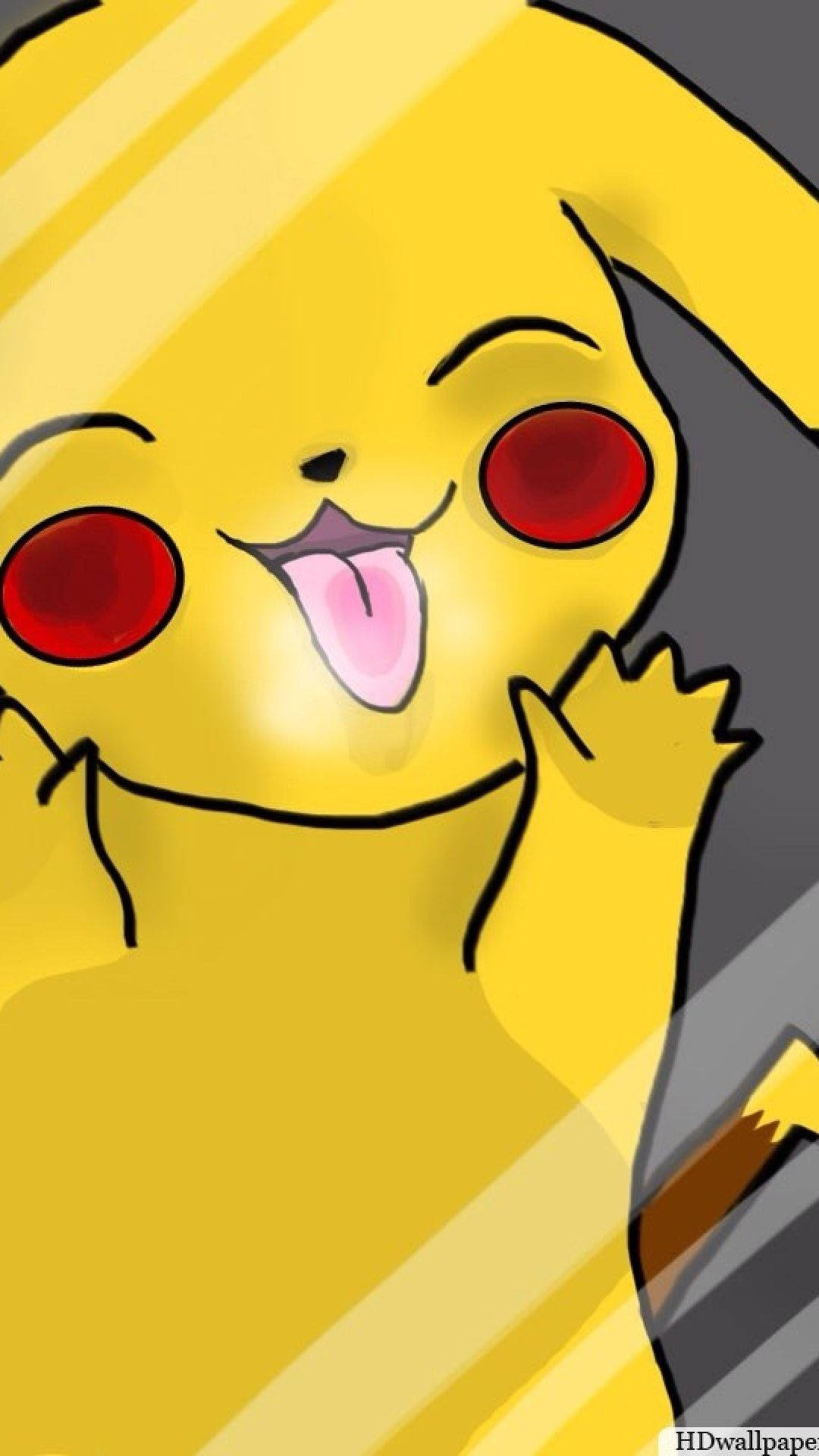 Hình nền Pikachu thè lưỡi và nhìn qua kính.