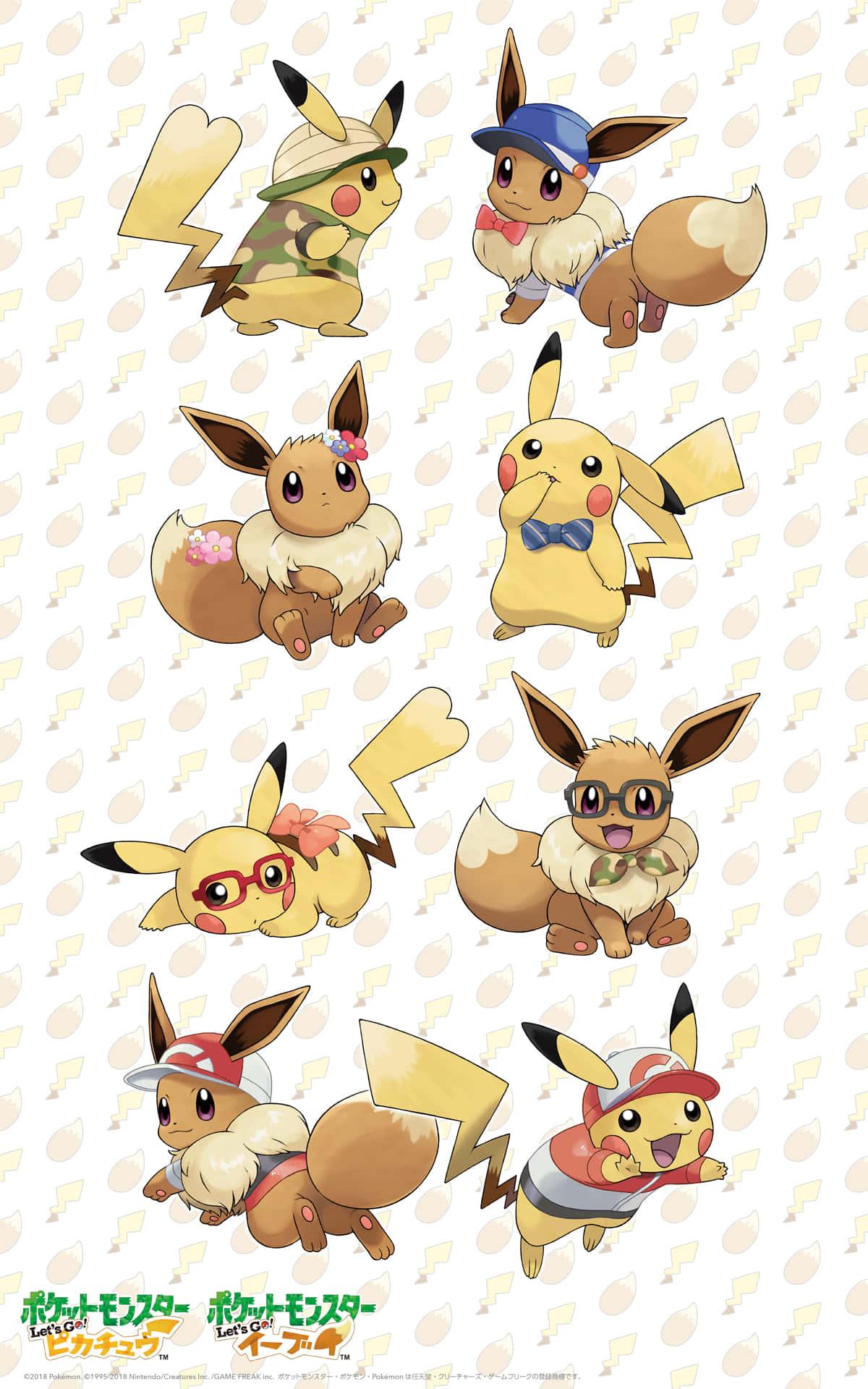 Pikachu và Eevee dễ thương cùng chơi đùa Hình nền