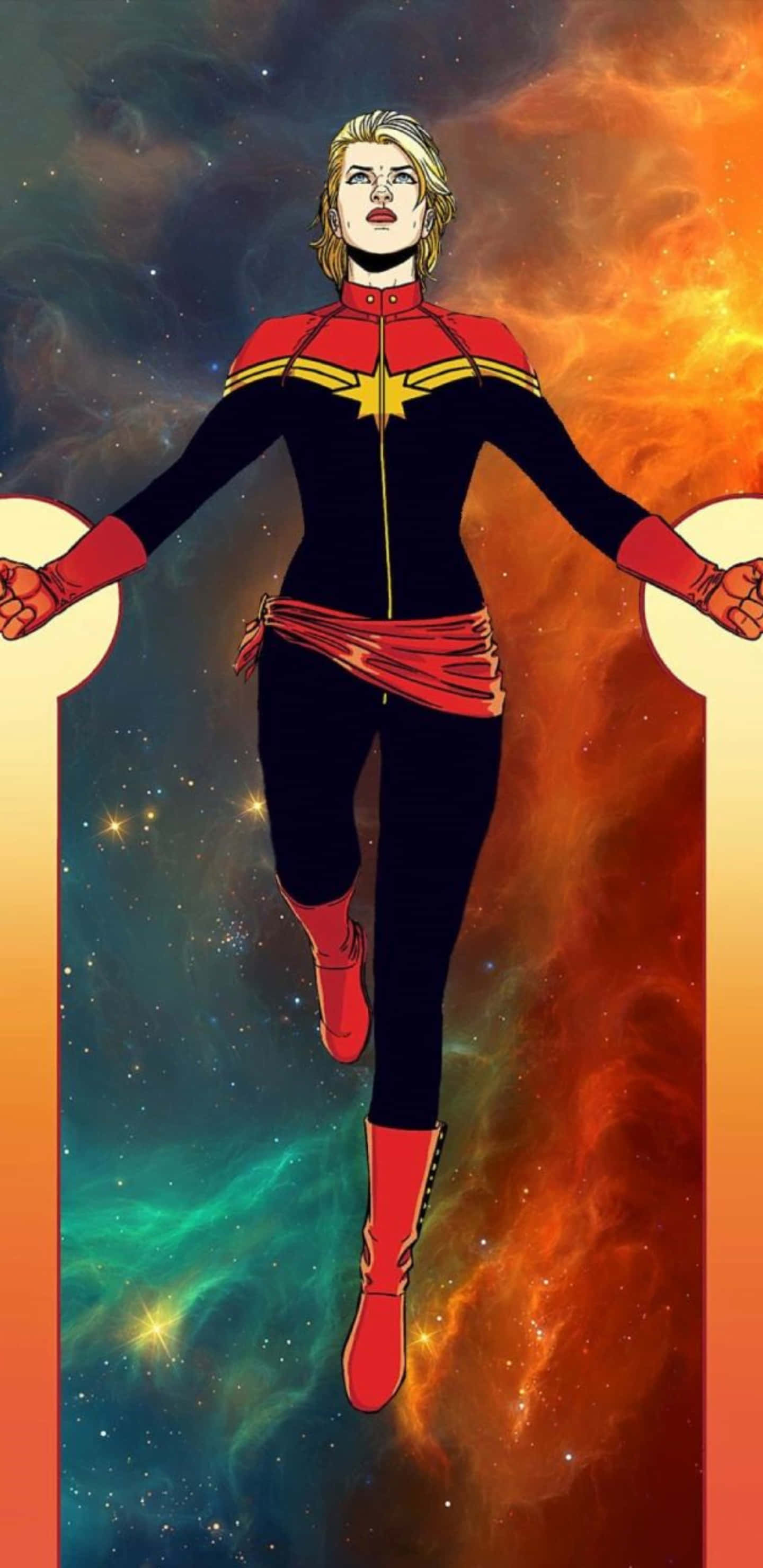 Pixel 3xl Captain Marvel bay trên dải ngân hà Hình nền