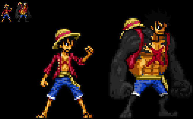 Pixel Art Luffy và Hóa Thân Gear Thứ Tư Hình nền
