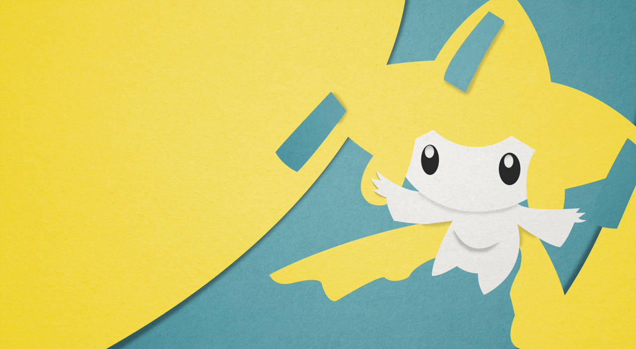 Pokémon Jirachi tối giản Xanh Vàng Hình nền