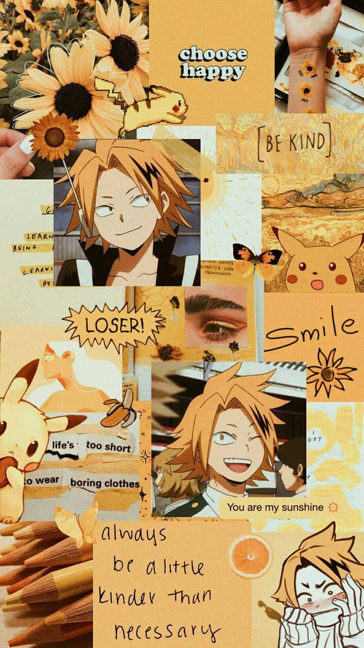 Poster ghép ảnh Denki Kaminari phong cách vàng Hình nền