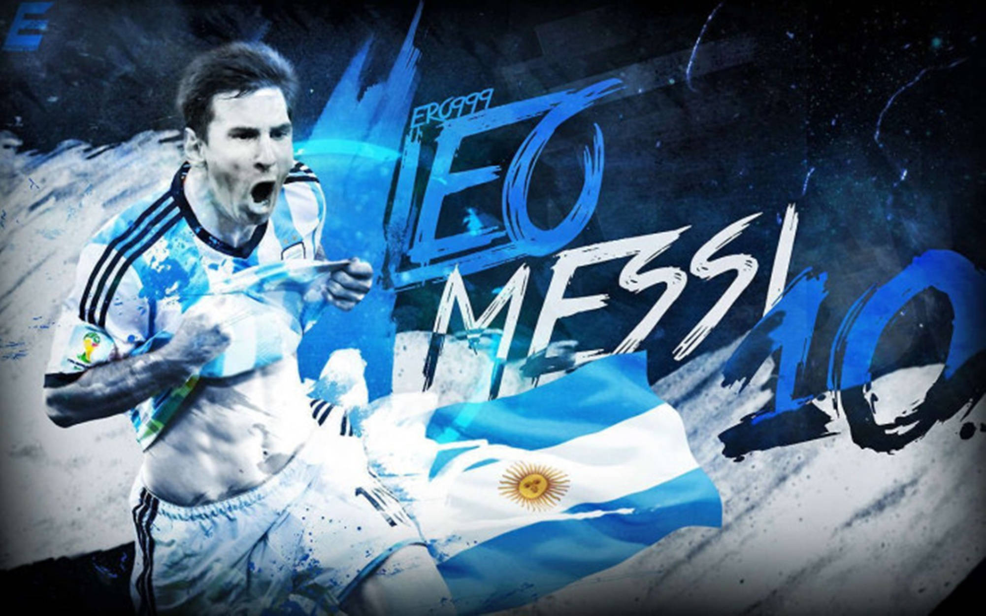 Poster Lionel Messi với Cờ Argentina Hình nền