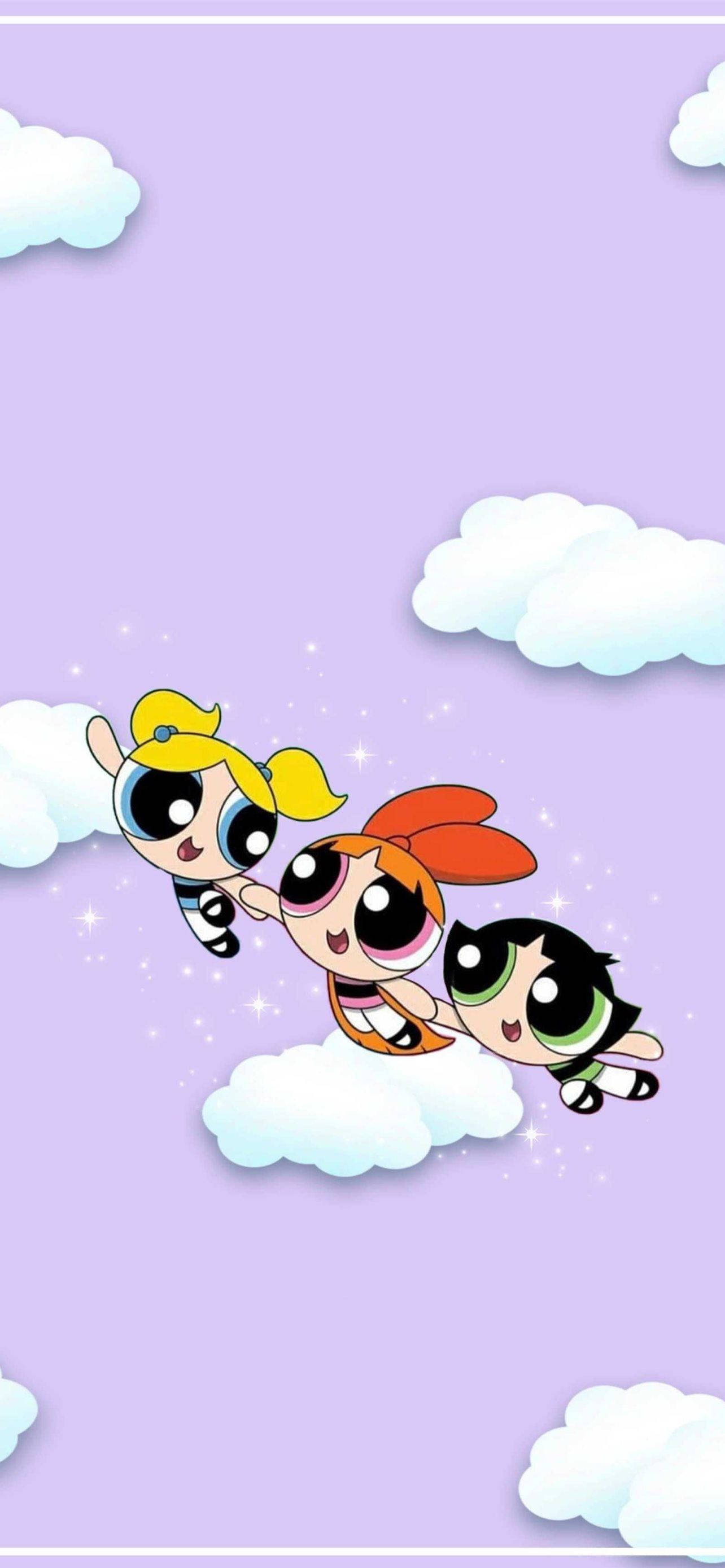 Powerpuff Girls Bầu Trời Tím Hình nền
