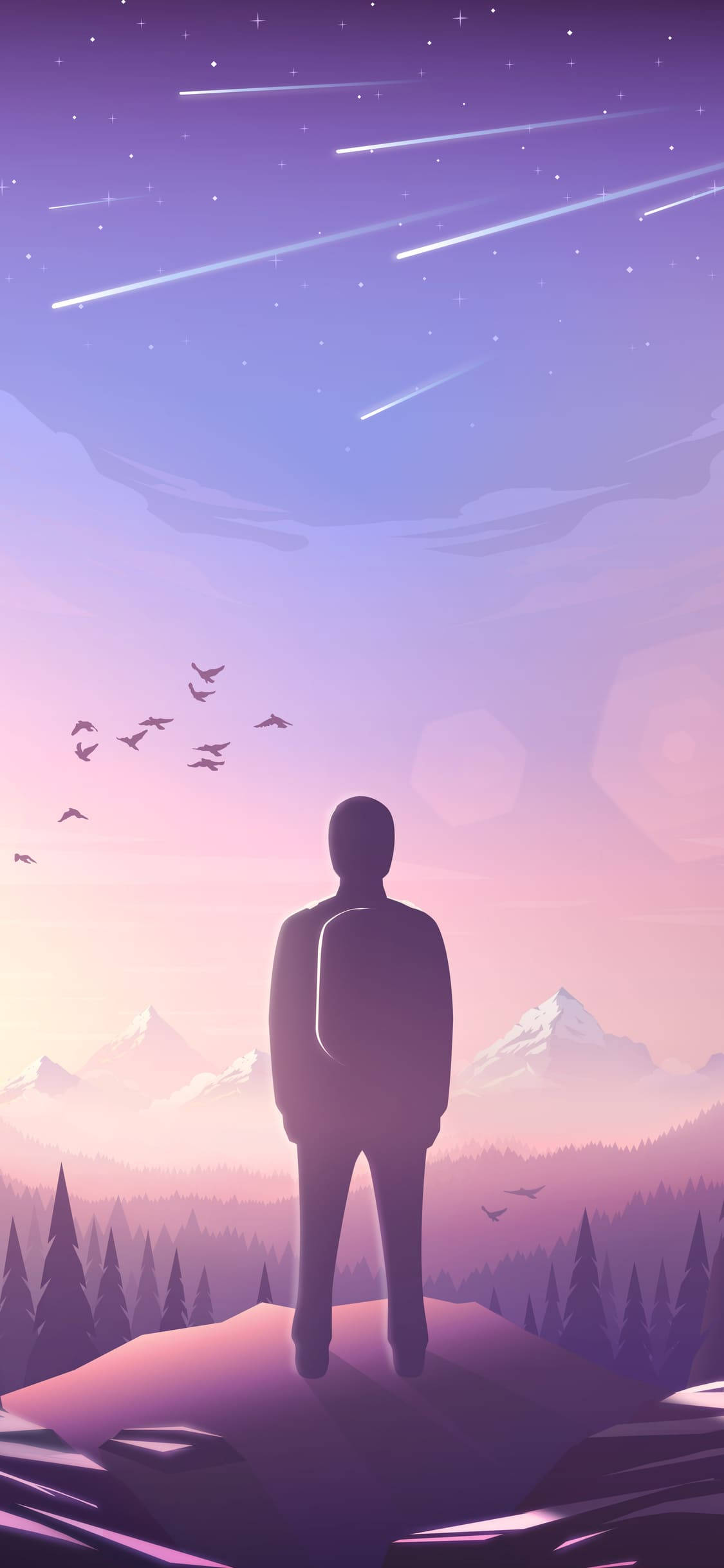 Purple Aesthetic Phone Man On A Mountain Hình nền