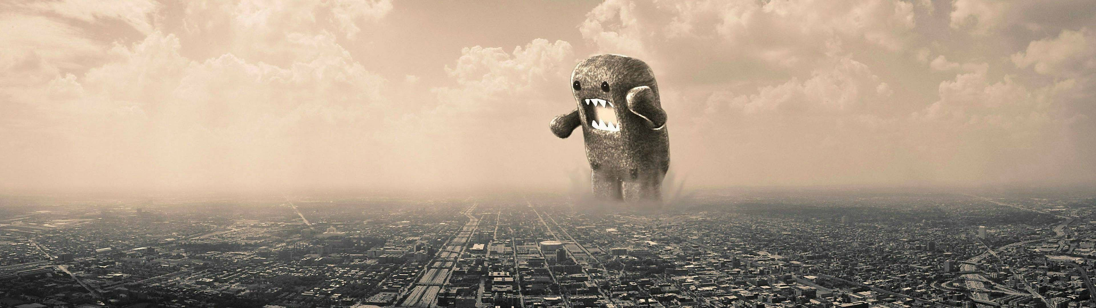 Quái Vật Domo Chào Mừng Bạn Đến Với Thế Giới Màn Hình Kép Hình nền